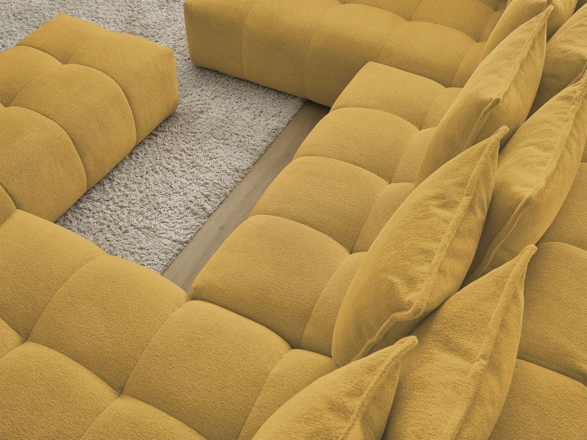 Bobochic Everest Wohnlandschaft mit Pouf, 14 Kissen Melange-Stoff Gelb Ecke rechts