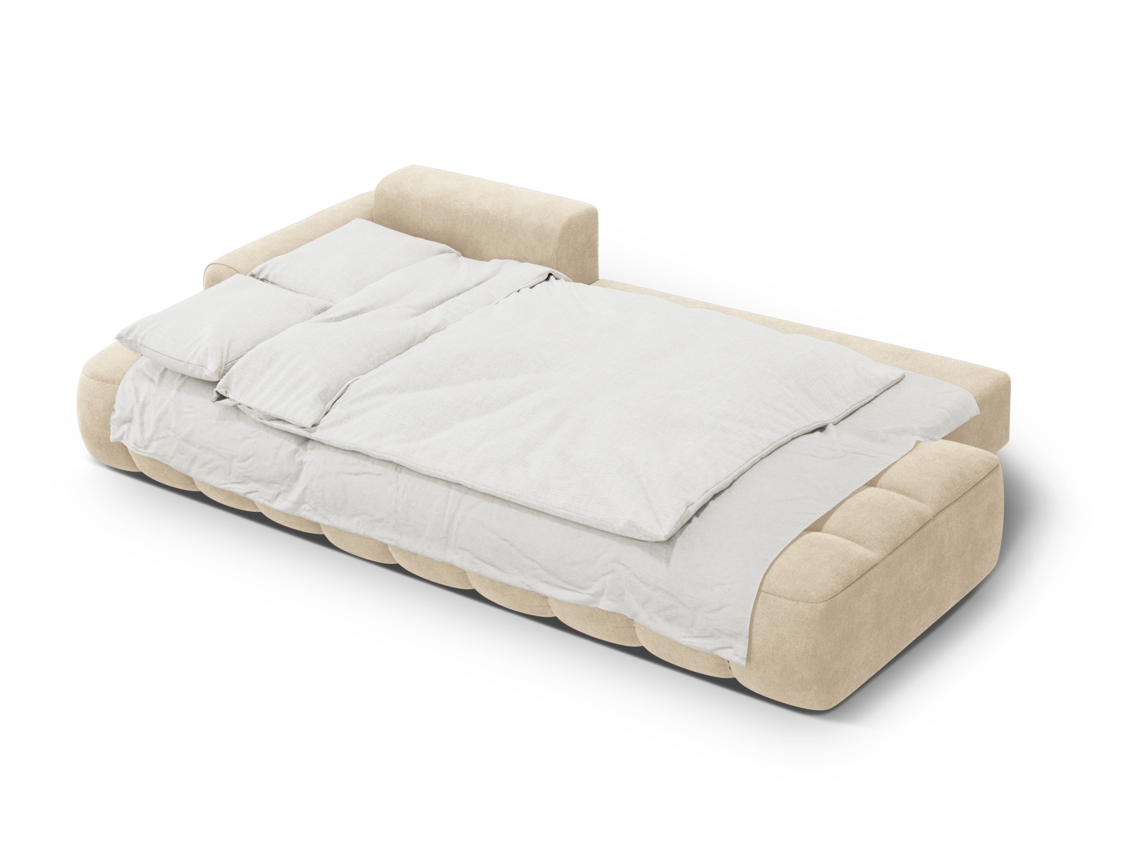Cosmopolitan Design Ecksofa Linz 3-Sitzer offen mit Schlaffunktion Samt Vogue Helles Beige Links