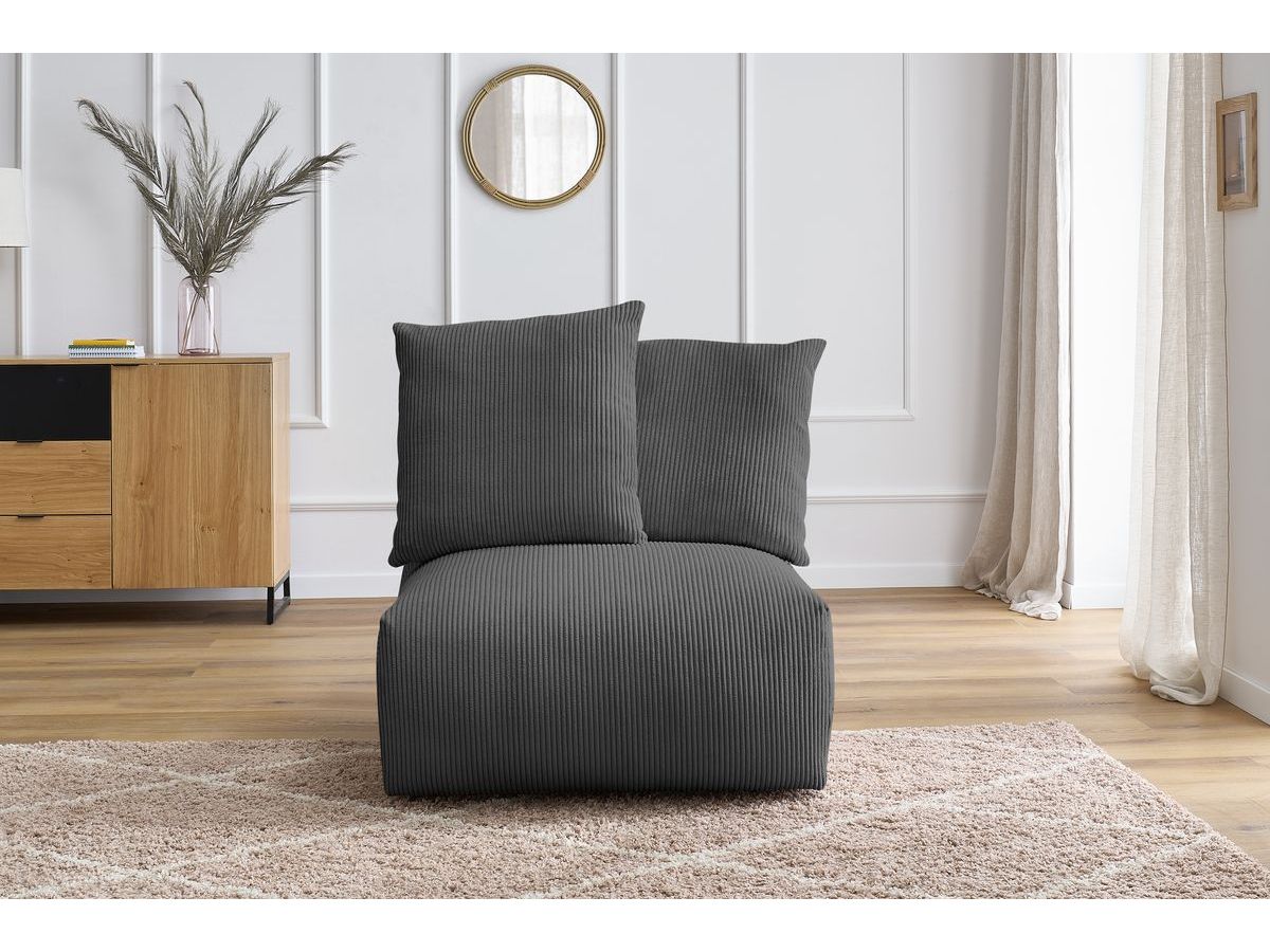 Bobochic Voltaire Sofamodul 1-Sitzer 90 × 100 cm Cordsamt Dunkelgrau