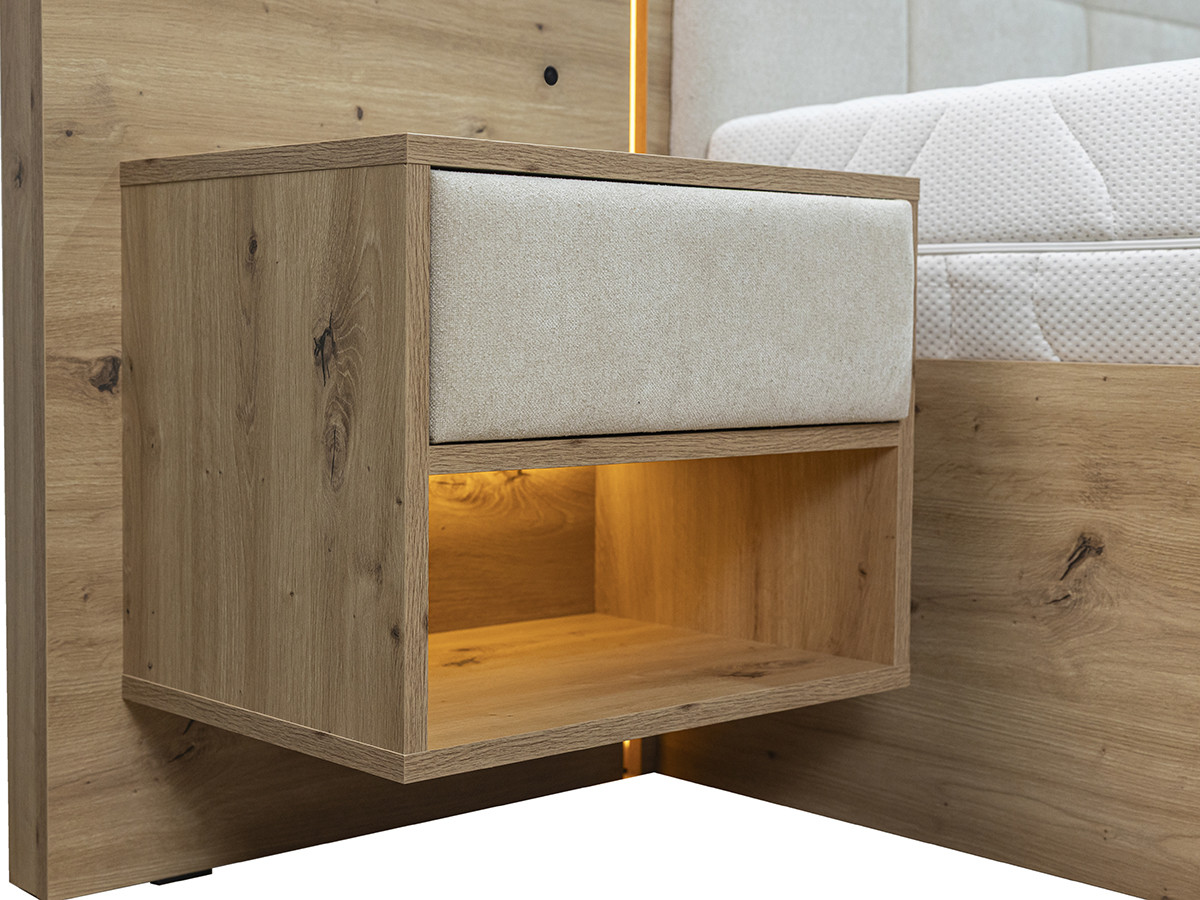 Bobochic Ryokan Polsterbett mit Bettkasten Strukturstoff Beige, Liegefläche 140 × 190 cm