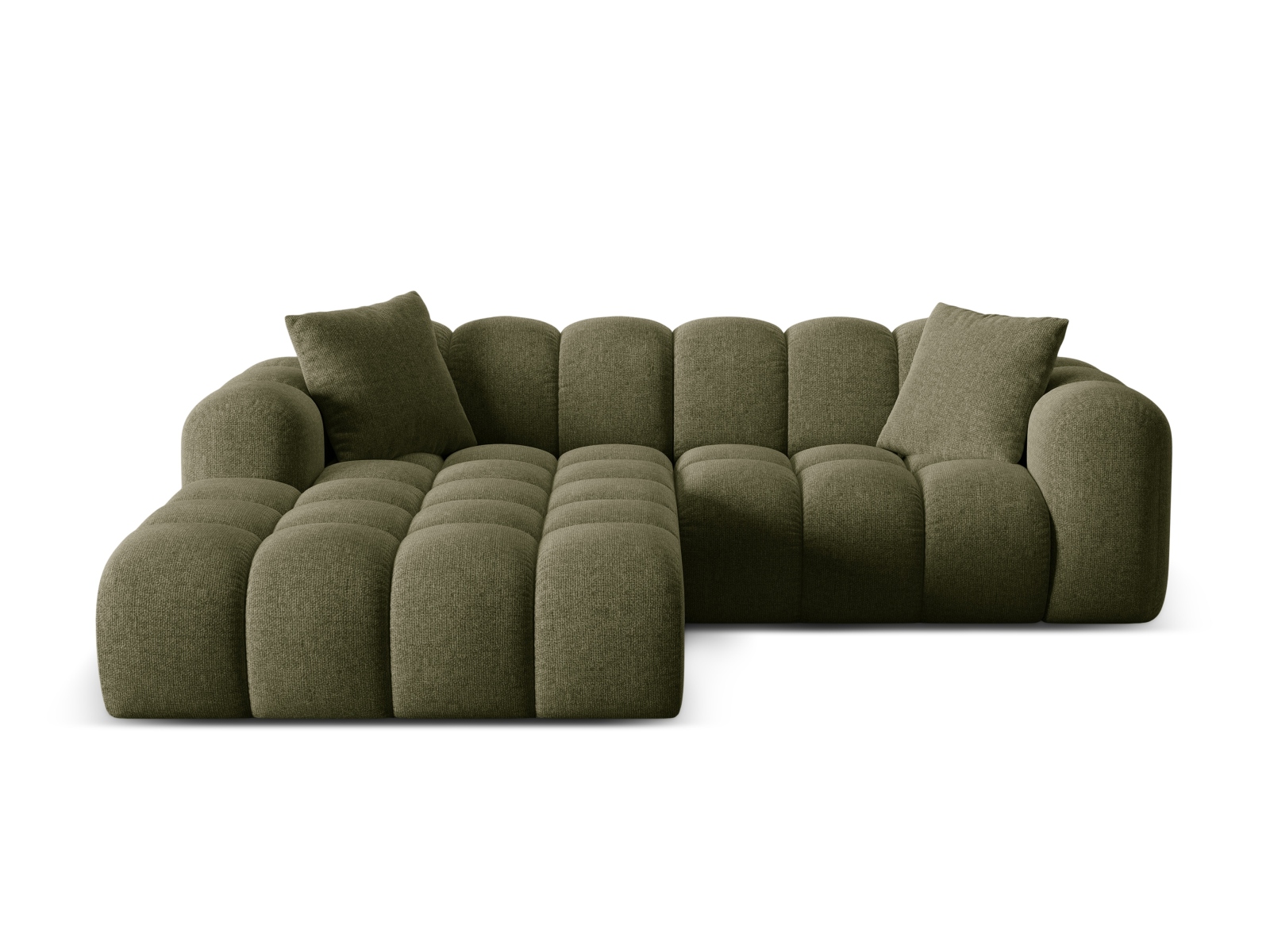 Cosmopolitan Design Ecksofa Treno 3-Sitzer Chenille Eden Grün Links