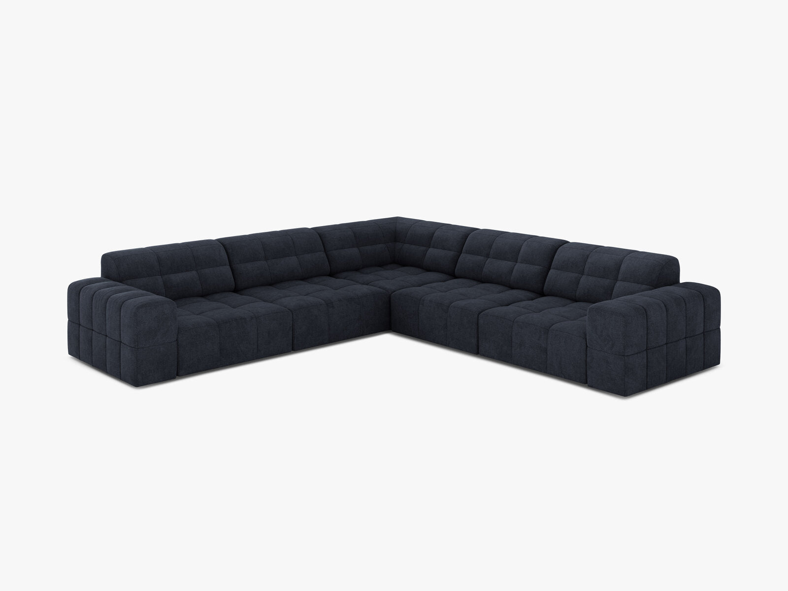 Micadoni Jennifer Modulares Ecksofa 7-Sitzer Chenille Eden Marineblau