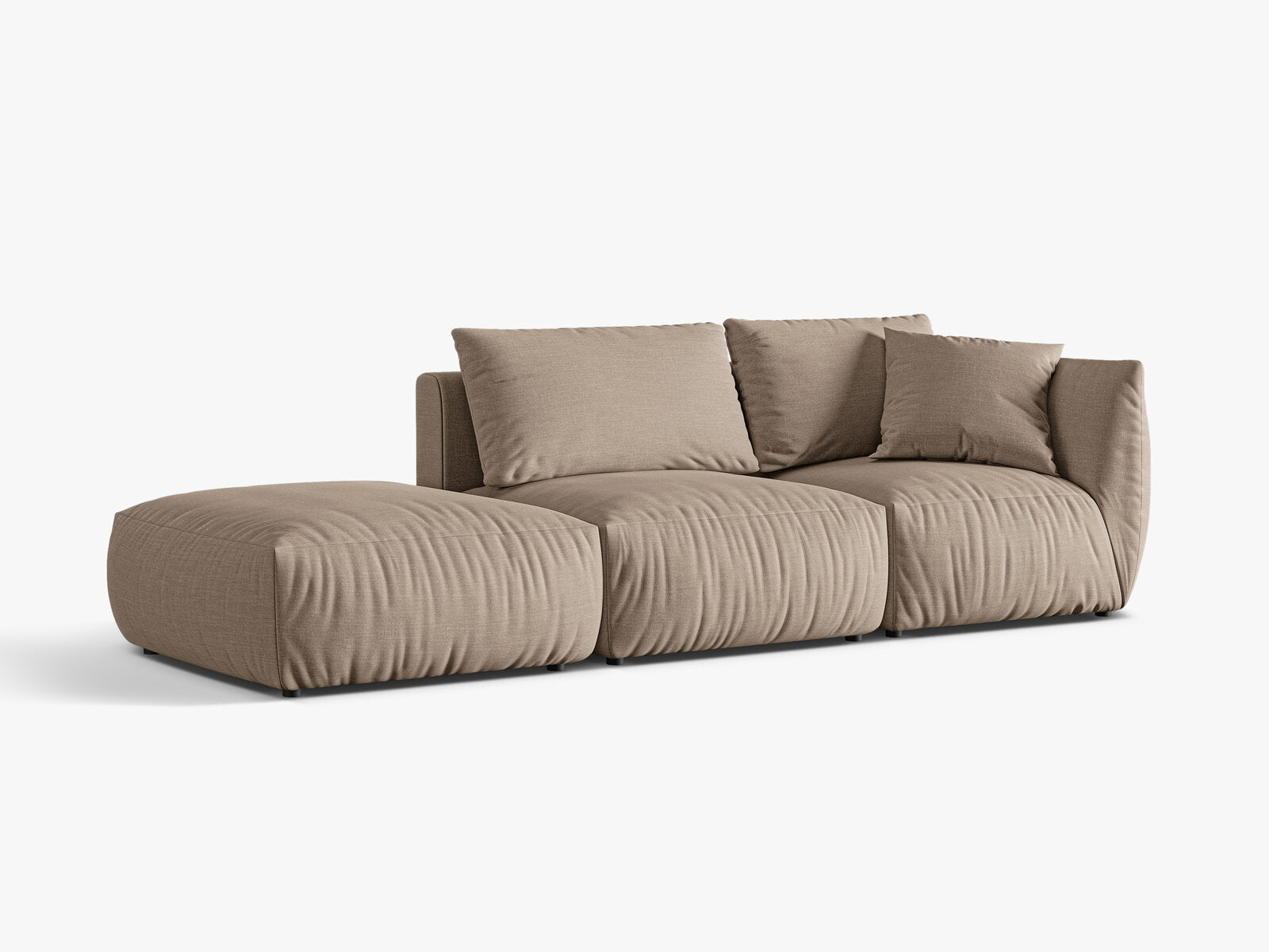 Micadoni Modulares Sofa Chris 3-Sitzer Links Strukturierter Stoff Sand