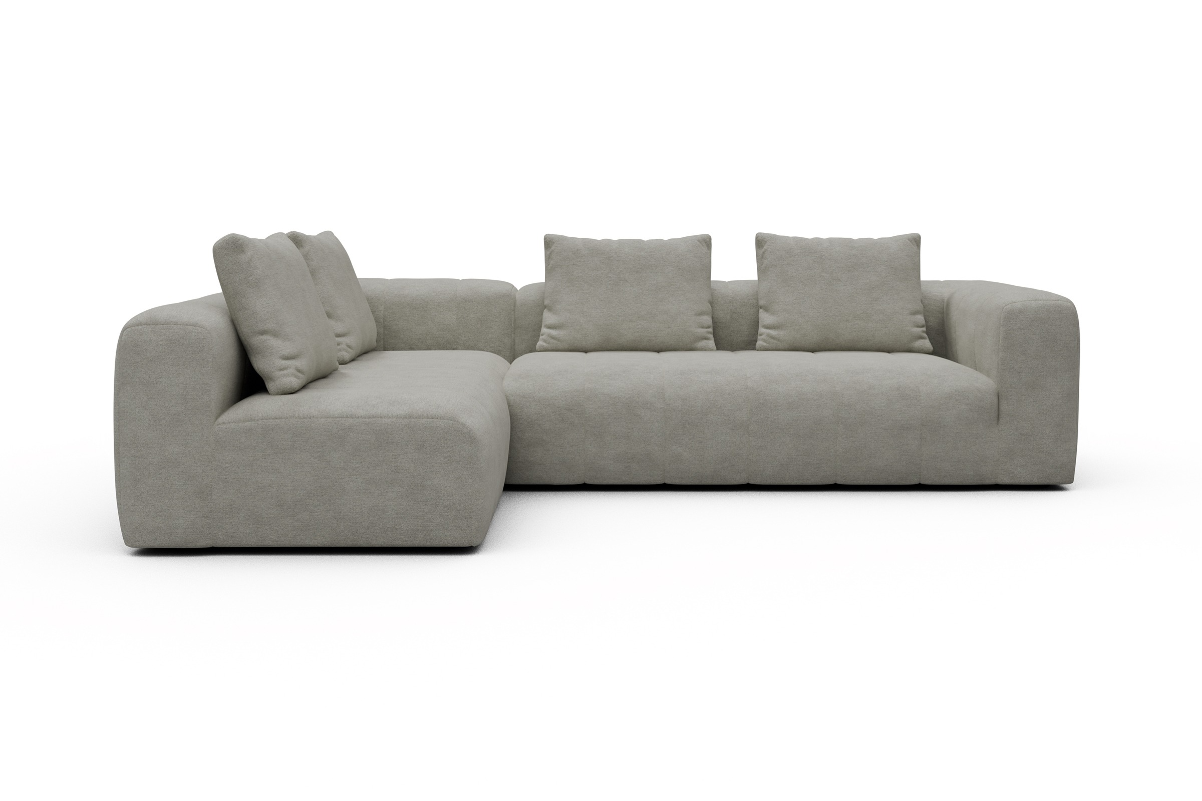 Ecksofa Hugo 2x 2,5-Sitzer Armlehne rechts Carreno-Moon-Stone-White