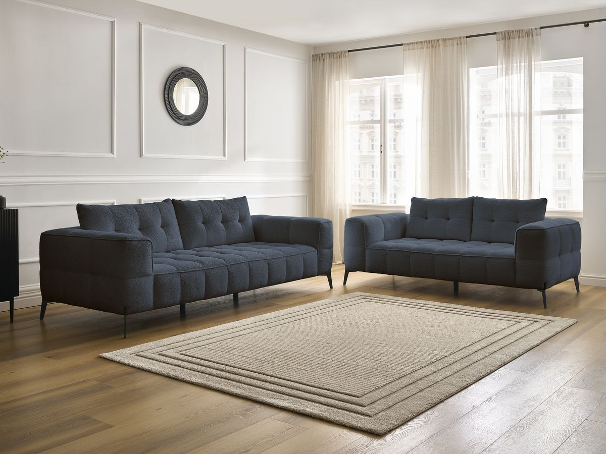 Bobochic Anis Sofa 5-Sitzer Bouclé-Stoff Dunkelblau