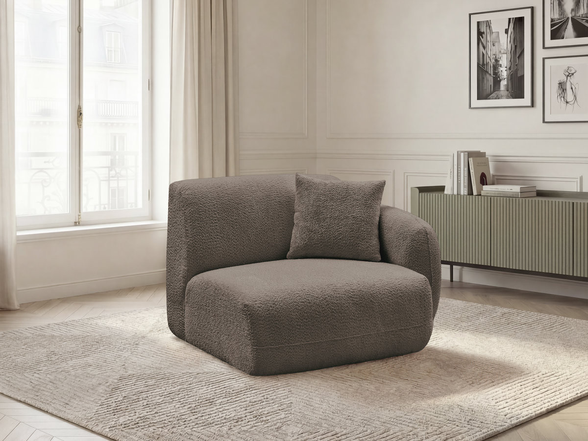 Bobochic Anda Sofamodul 1-Sitzer 104 × 103 cm Chenille Taupe Ecke rechts