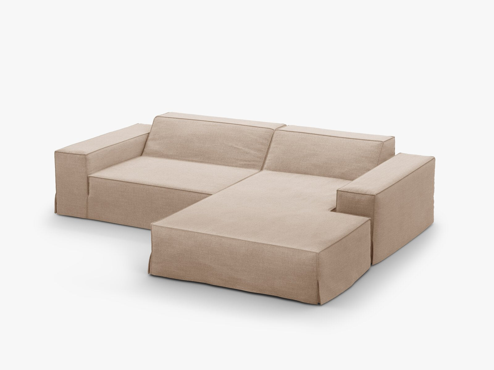 Micadoni Ecksofa Jodie 3-Sitzer Rechts Strukturierter Stoff Lins Sand