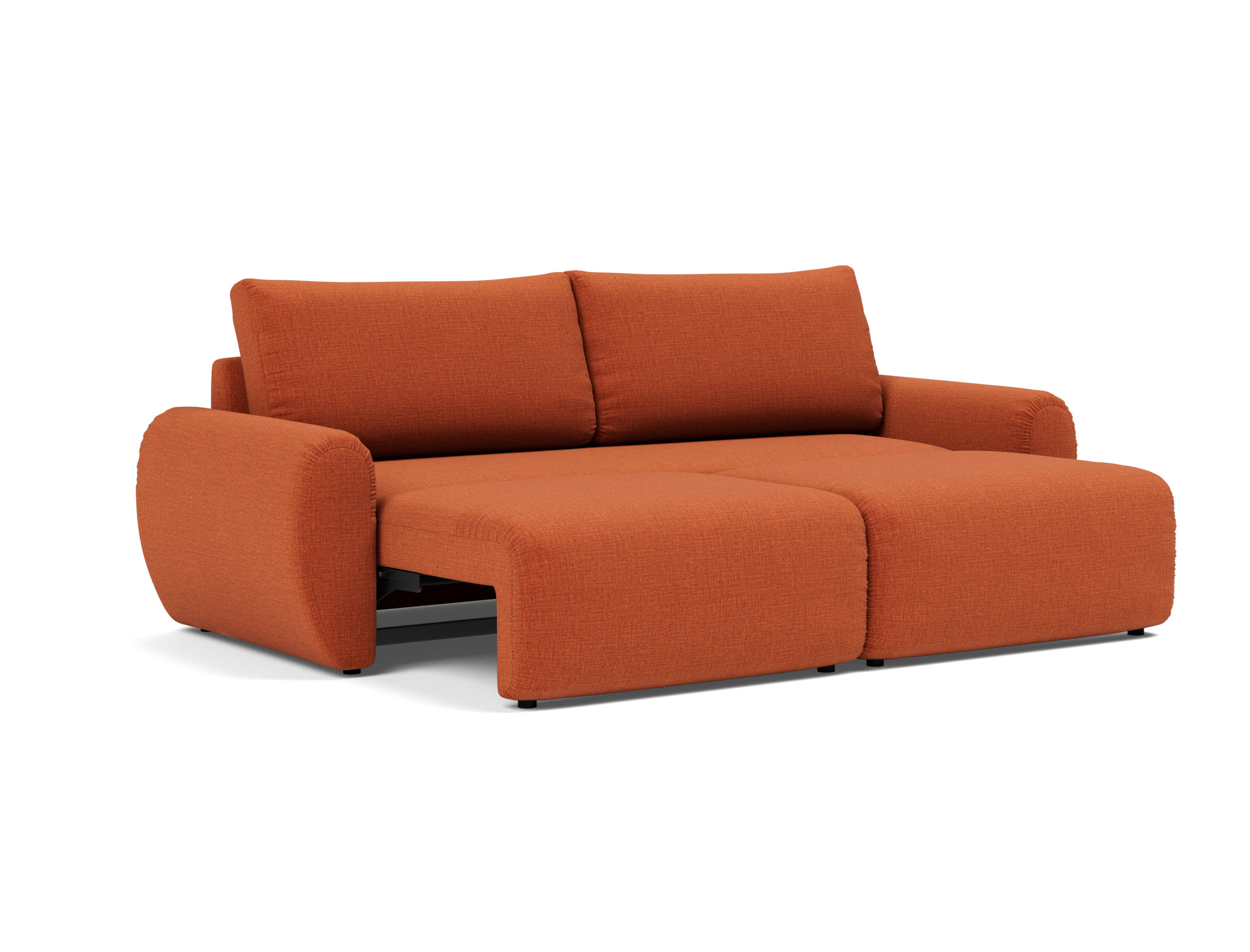 Schlafsofa Norum mit Curve-Armlehnen Chenille Esina 412-Rust-Orange