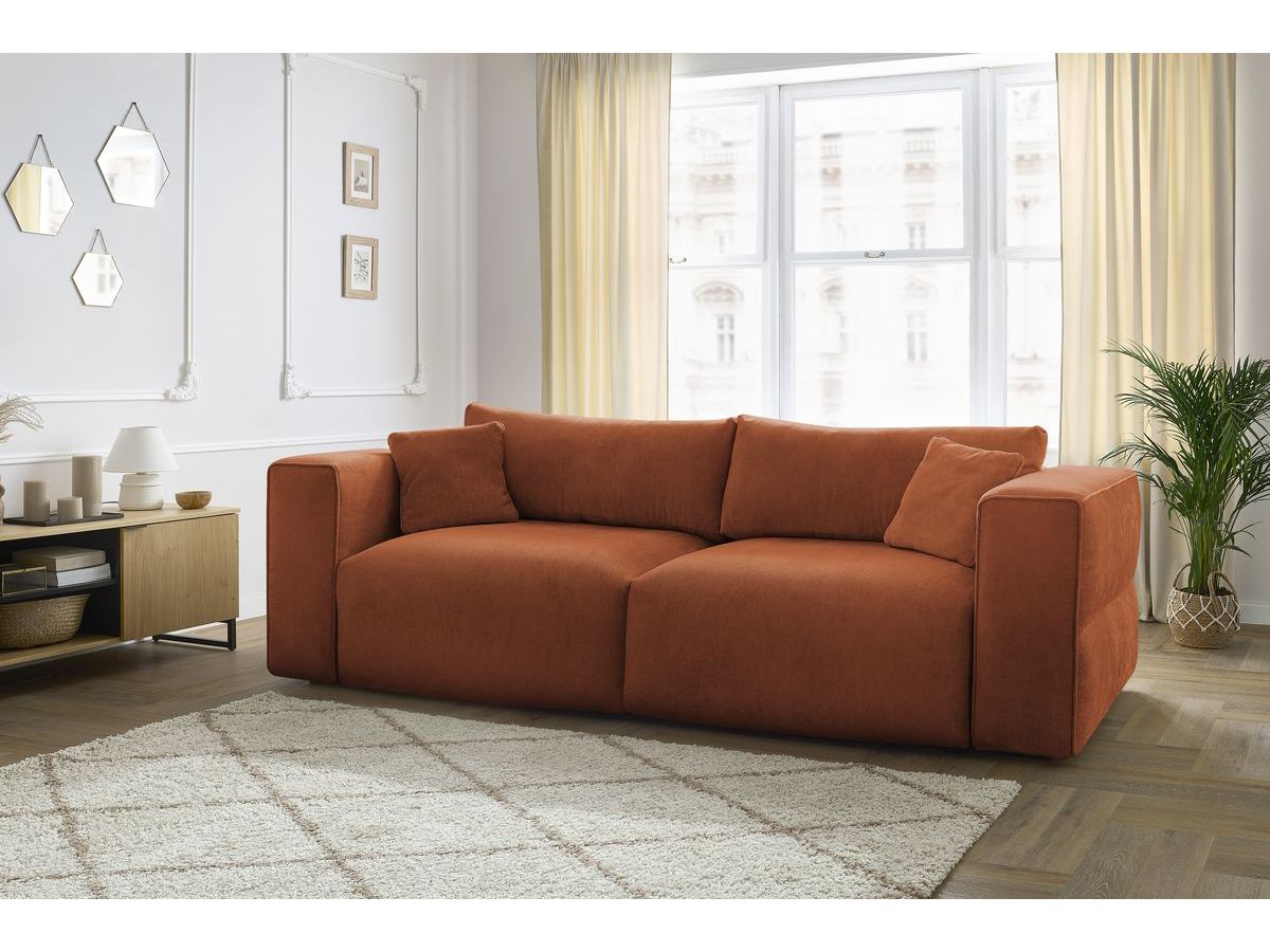 Bobochic Ezechiel Schlafsofa 3-Sitzer mit Bettkasten Stoff Rot