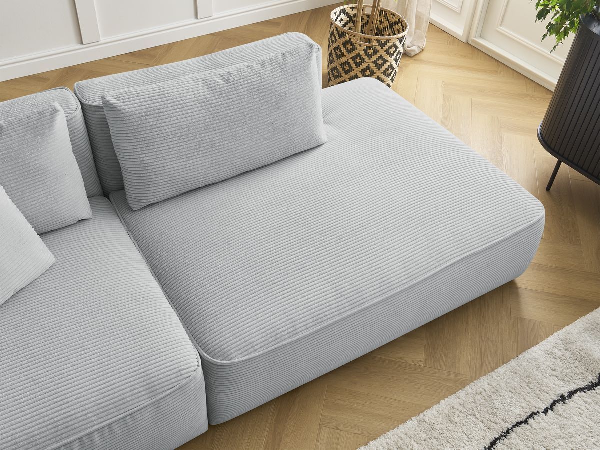 Bobochic Leopold Sofa 3-Sitzer Cordsamt Hellgrau Armlehne links