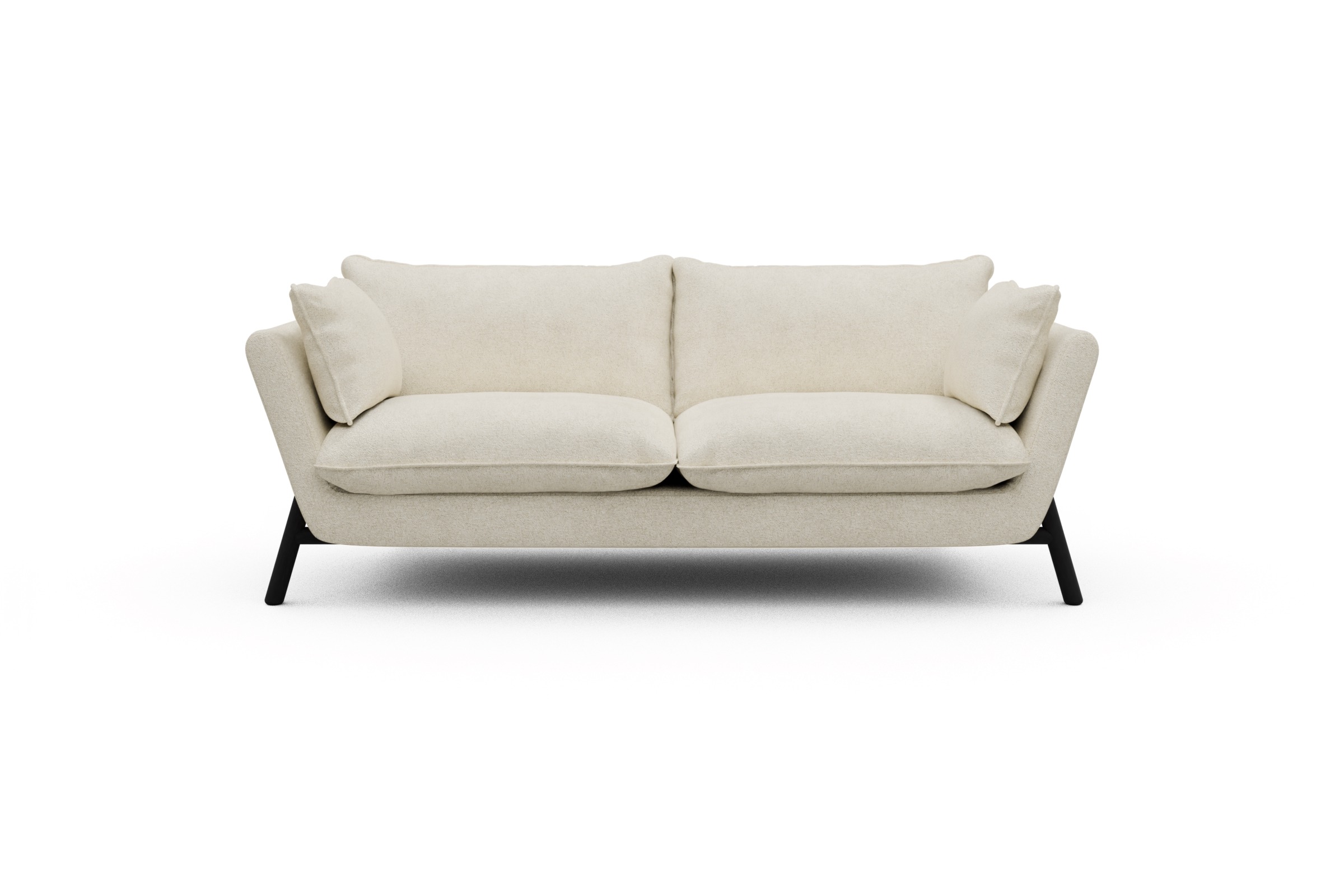 Skandi Home Sofa Emil PREMIUM 2-Sitzer Beinfarbe Eiche Schwarz Boucle-Off-White moebelfaktor