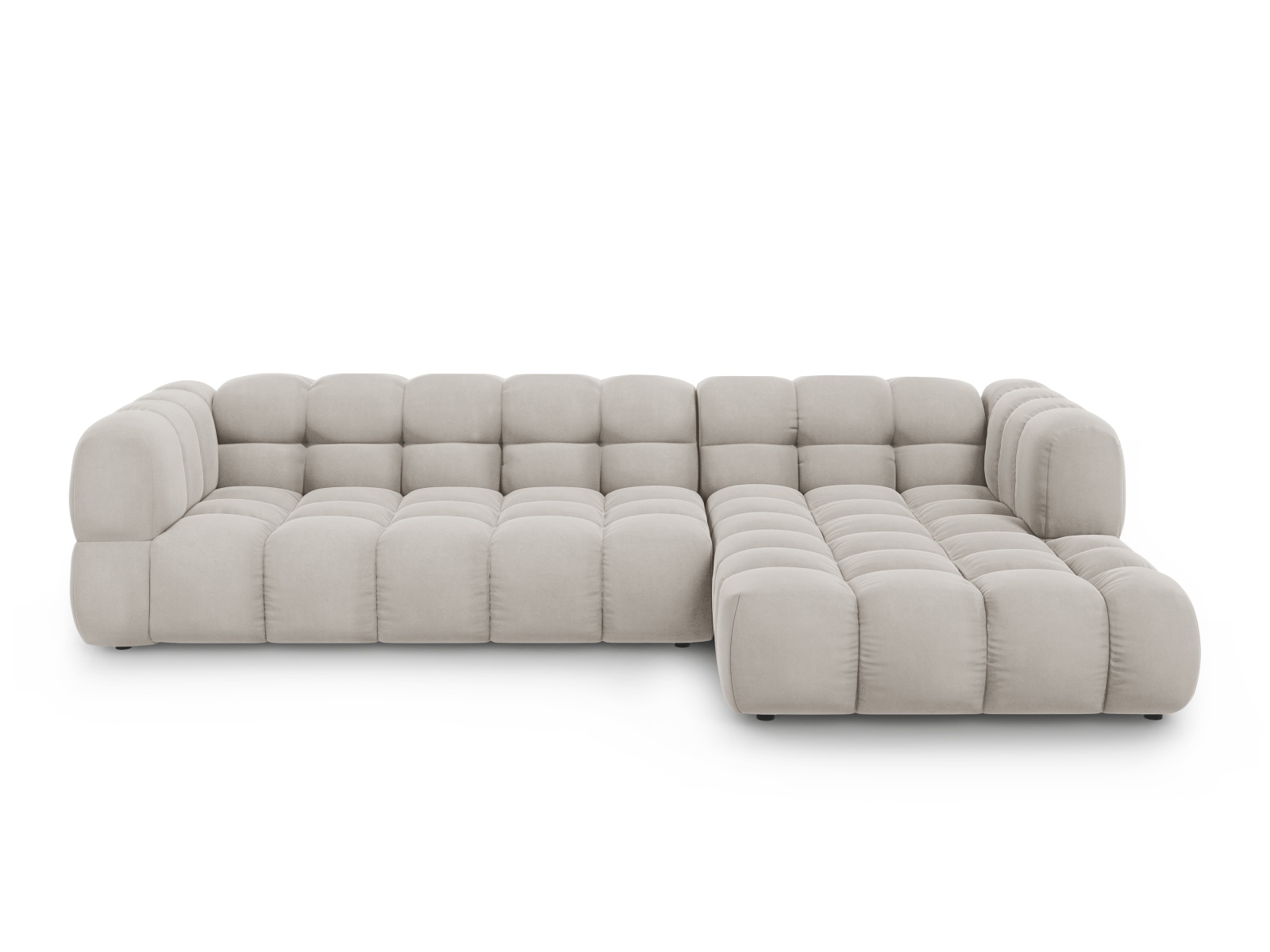 Cosmopolitan Design Ecksofa Sky 4-Sitzer große Version Samt Casino Helles Beige Rechts