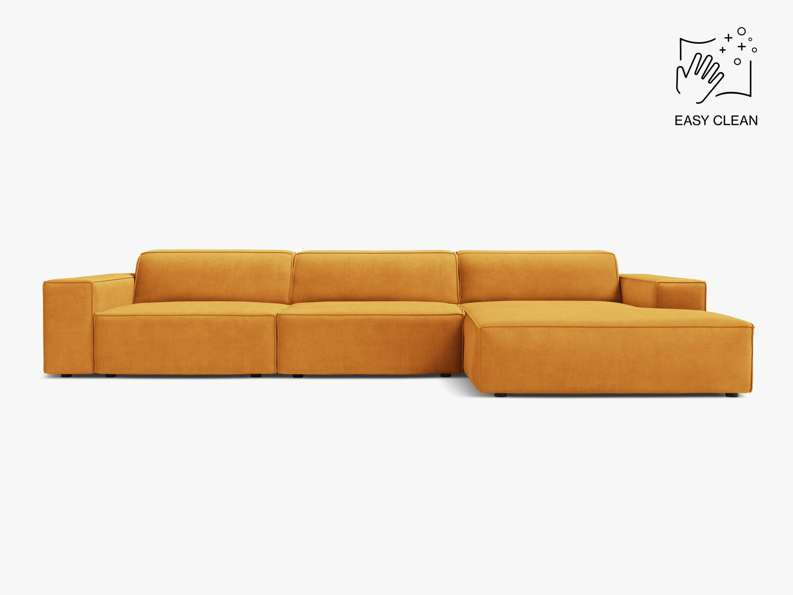 Micadoni Ecksofa Jodie 4-Sitzer Samt Venus Gelb Rechts