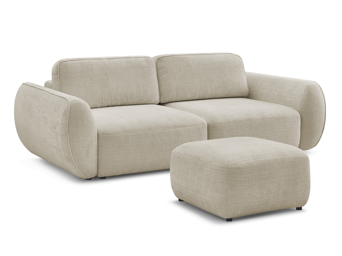 Bobochic Denise Schlafsofa 3-Sitzer mit Bettkasten und Pouf