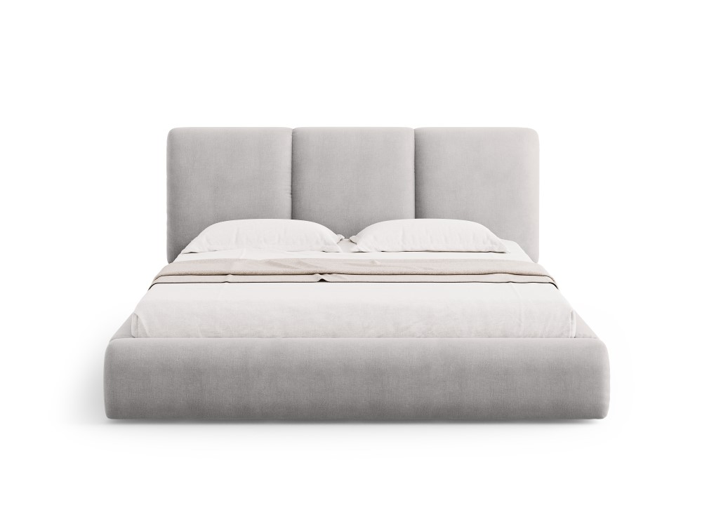 Cosmopolitan Design Stauraumbett mit Kopfteil Nicolas 140x200 Chenille Rebel Hellgrau