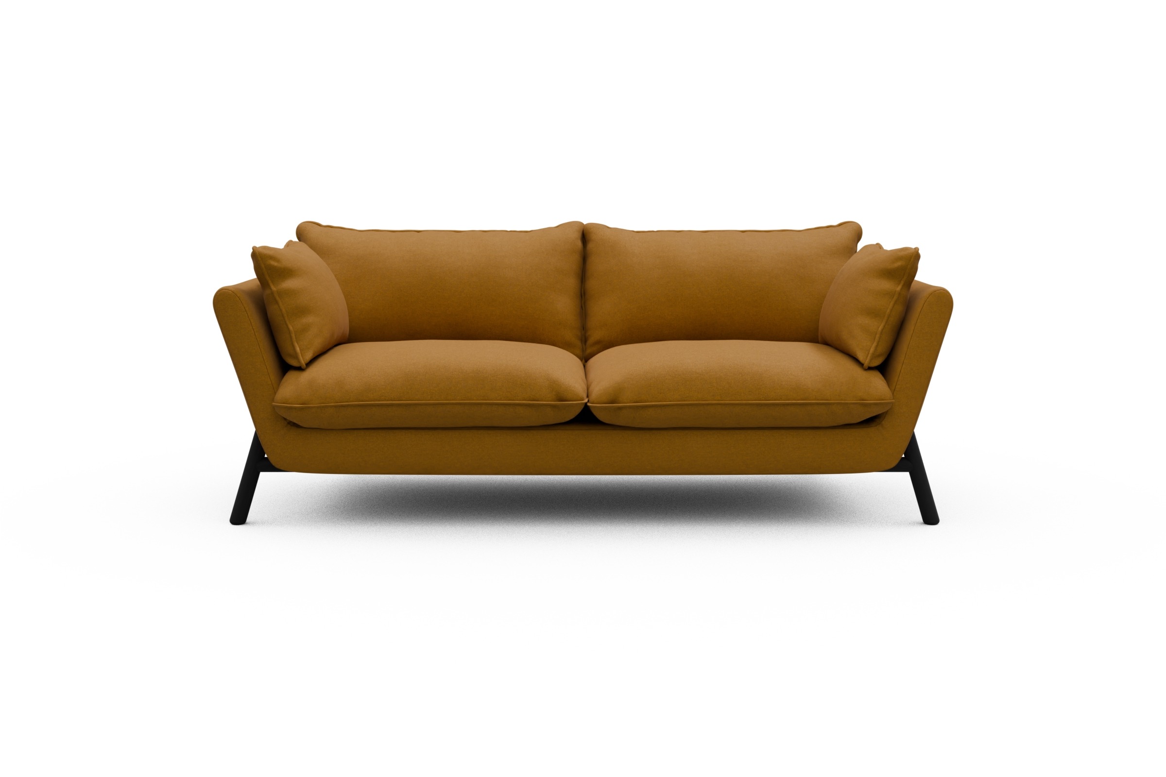 Skandi Home Sofa Emil PREMIUM 2-Sitzer Beinfarbe Eiche Schwarz Satya-Ocre moebelfaktor