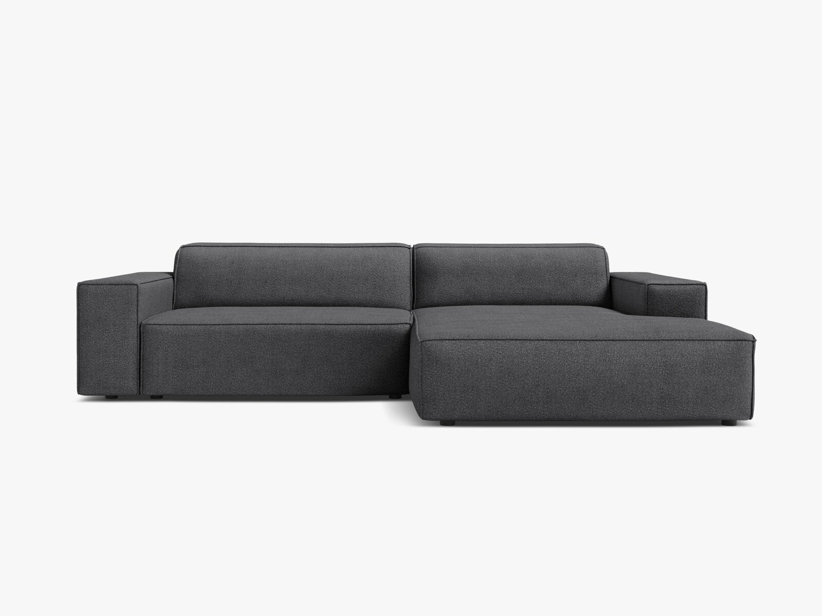 Micadoni Ecksofa Jodie 3-Sitzer Rechts Boucle Baloo Dunkelgrau