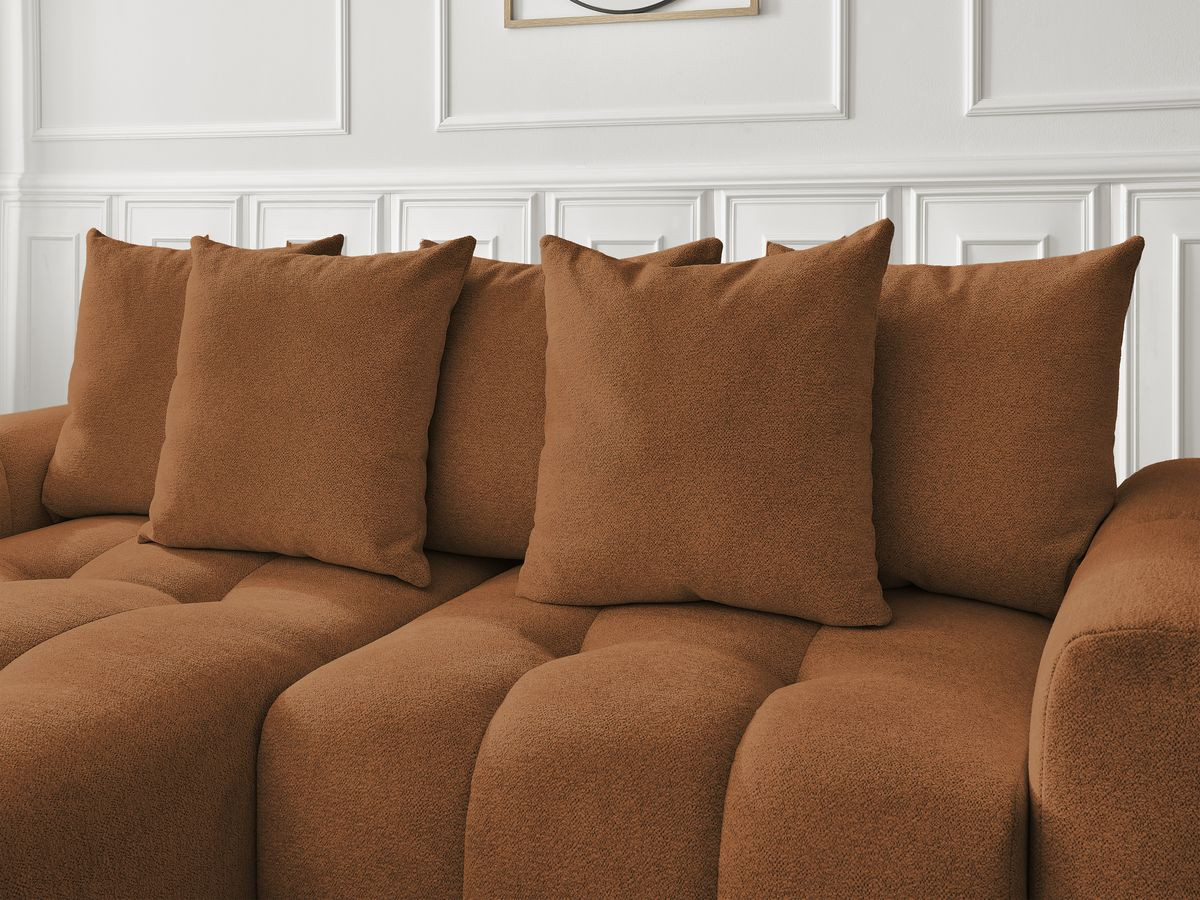 Bobochic Roxelane Ecksofa mit Schlaffunktion und Bettkasten 258 × 150 cm Melange-Stoff Orange Ecke links