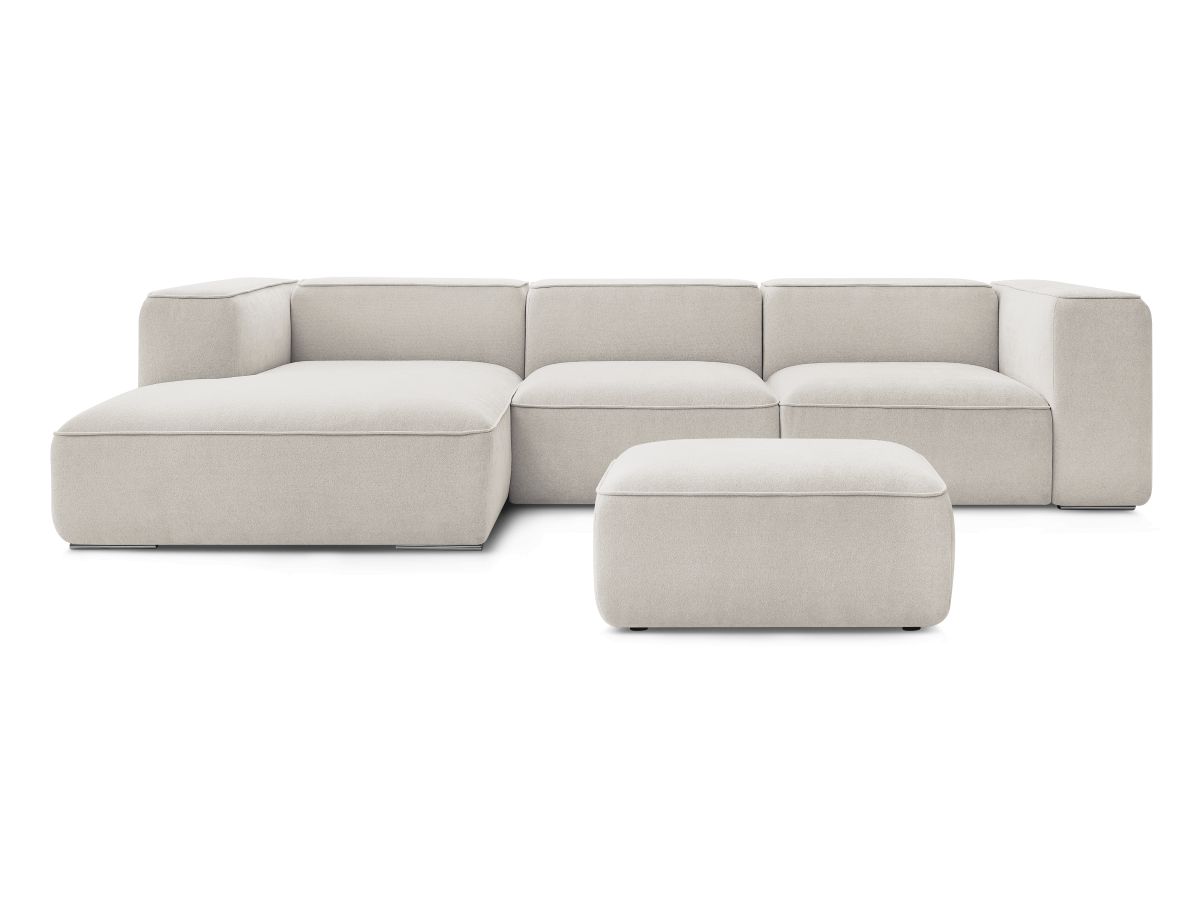 Bobochic Zephyr Ecksofa mit Pouf 349 × 165 cm Strukturstoff Beige Ecke links