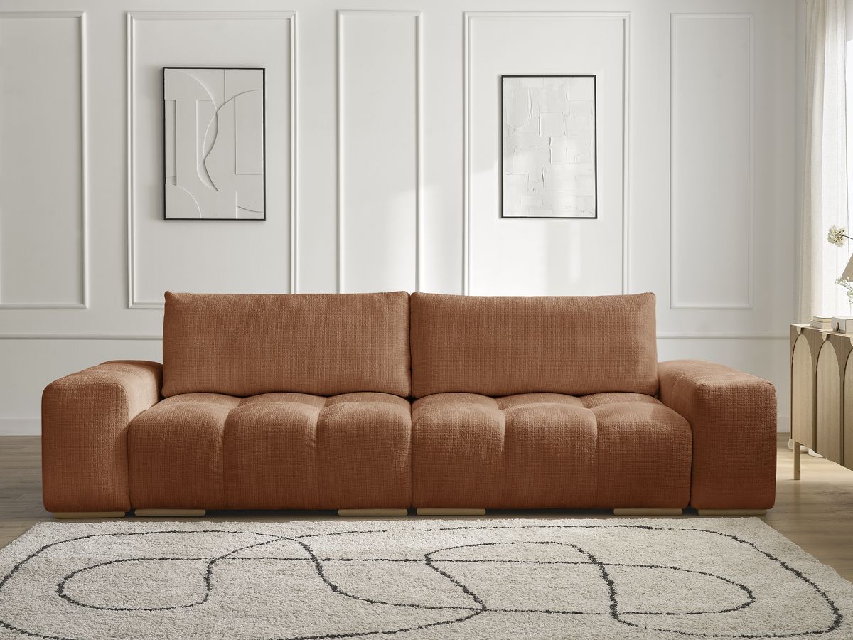 Bobochic Anakin Sofa 3-Sitzer, 2 Kissen Strukturstoff Orange
