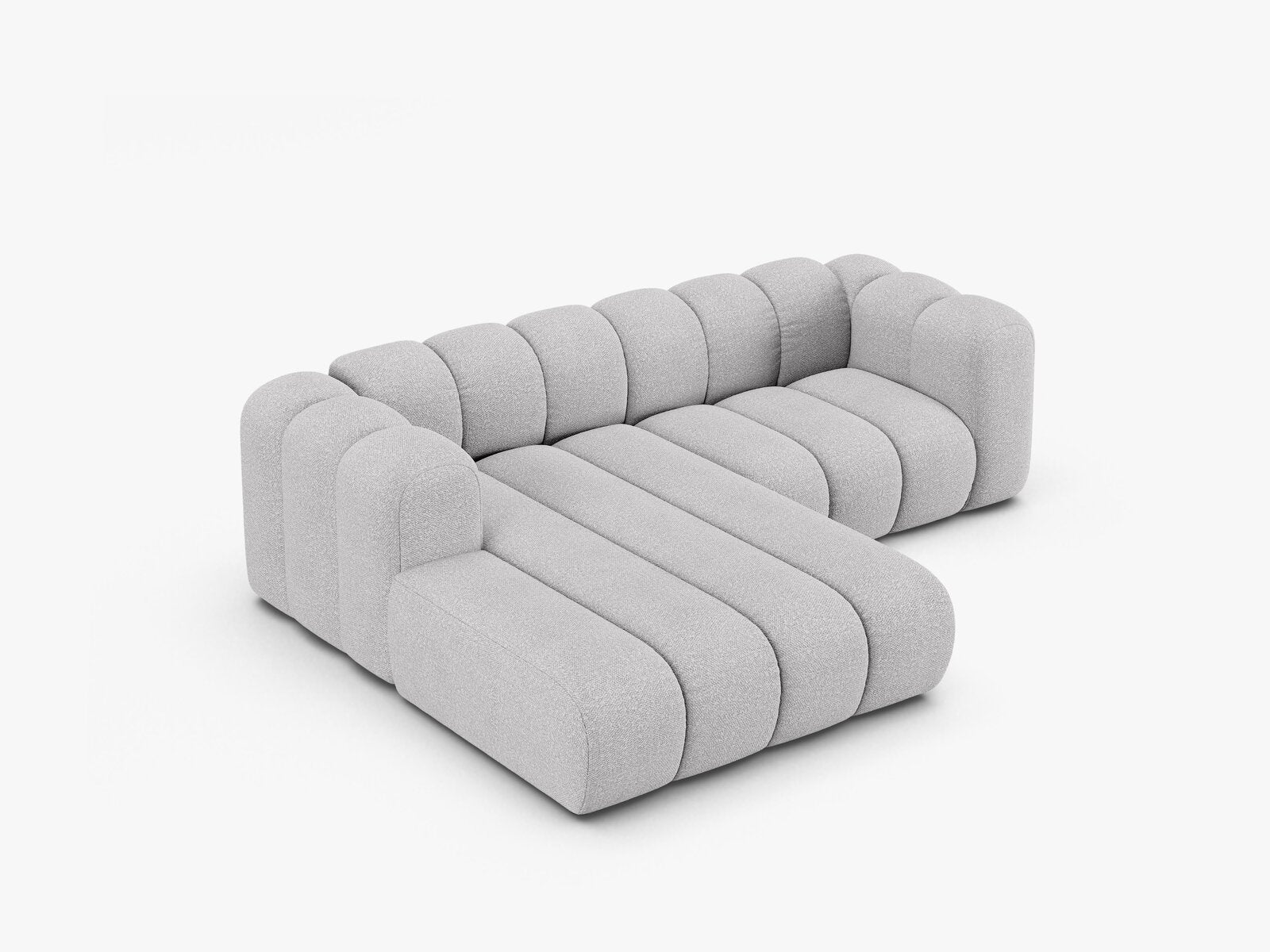 Micadoni Modulares Ecksofa Lupine 3-Sitzer Links Boucle Baloo Hellgrau