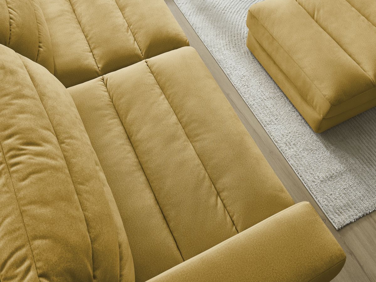 Bobochic Sierra Sofa 4-Sitzer mit Pouf Samt Gelb