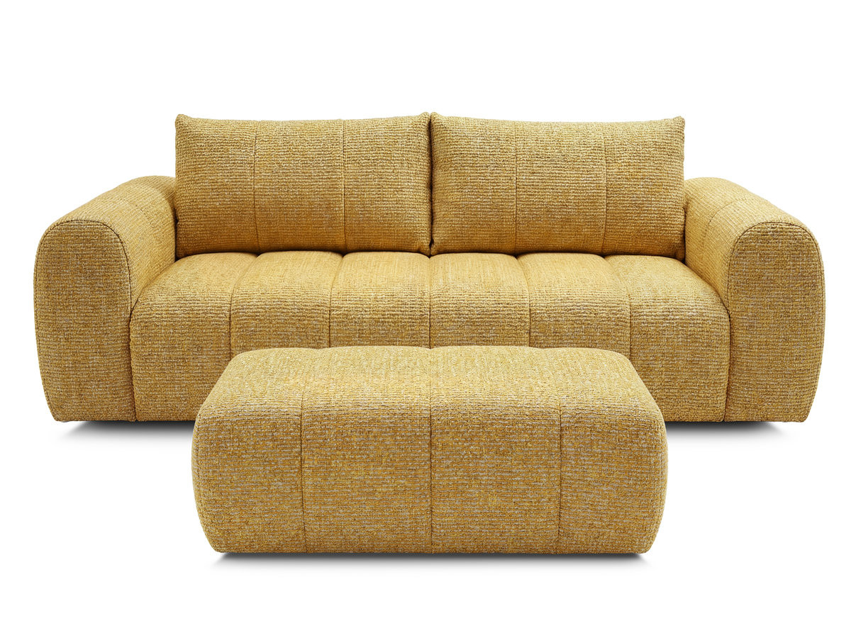 Bobochic Nesty Sofa 3-Sitzer mit Pouf Melange-Stoff Gelb