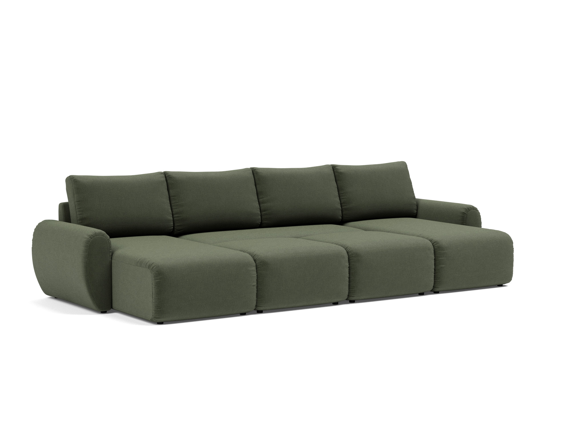 Schlafsofa Norum U-Form mit Curve-Armlehnen Chenille Esina 413-Olive-Green