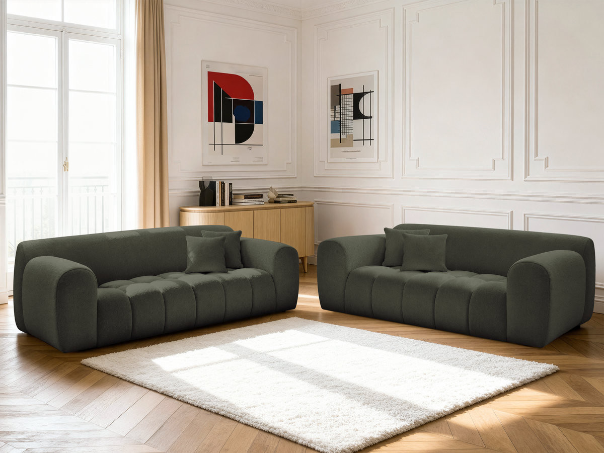 Bobochic Melisse Sofa 5-Sitzer Melange-Stoff Grün