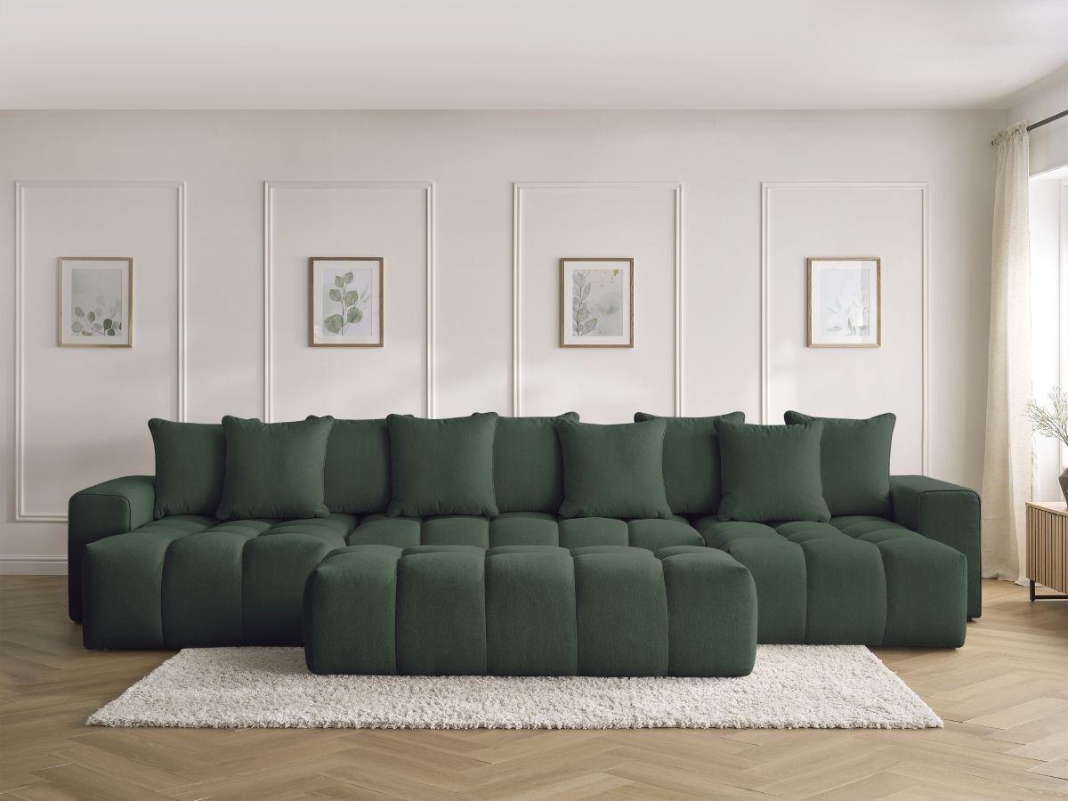 Bobochic Mont-blanc Wohnlandschaft mit Pouf Melange-Stoff Grün