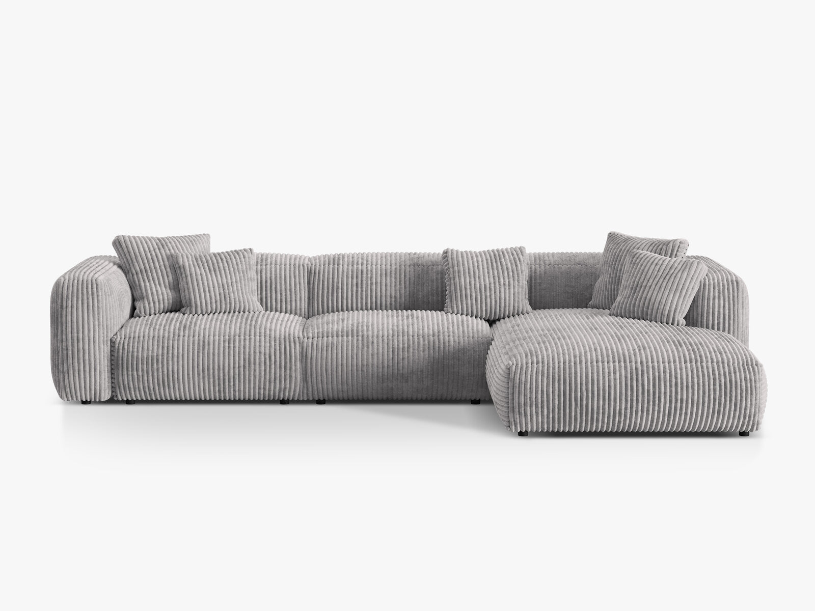 Micadoni Ecksofa Martina 3-Sitzer Rechts Kord Tilia Hellgrau