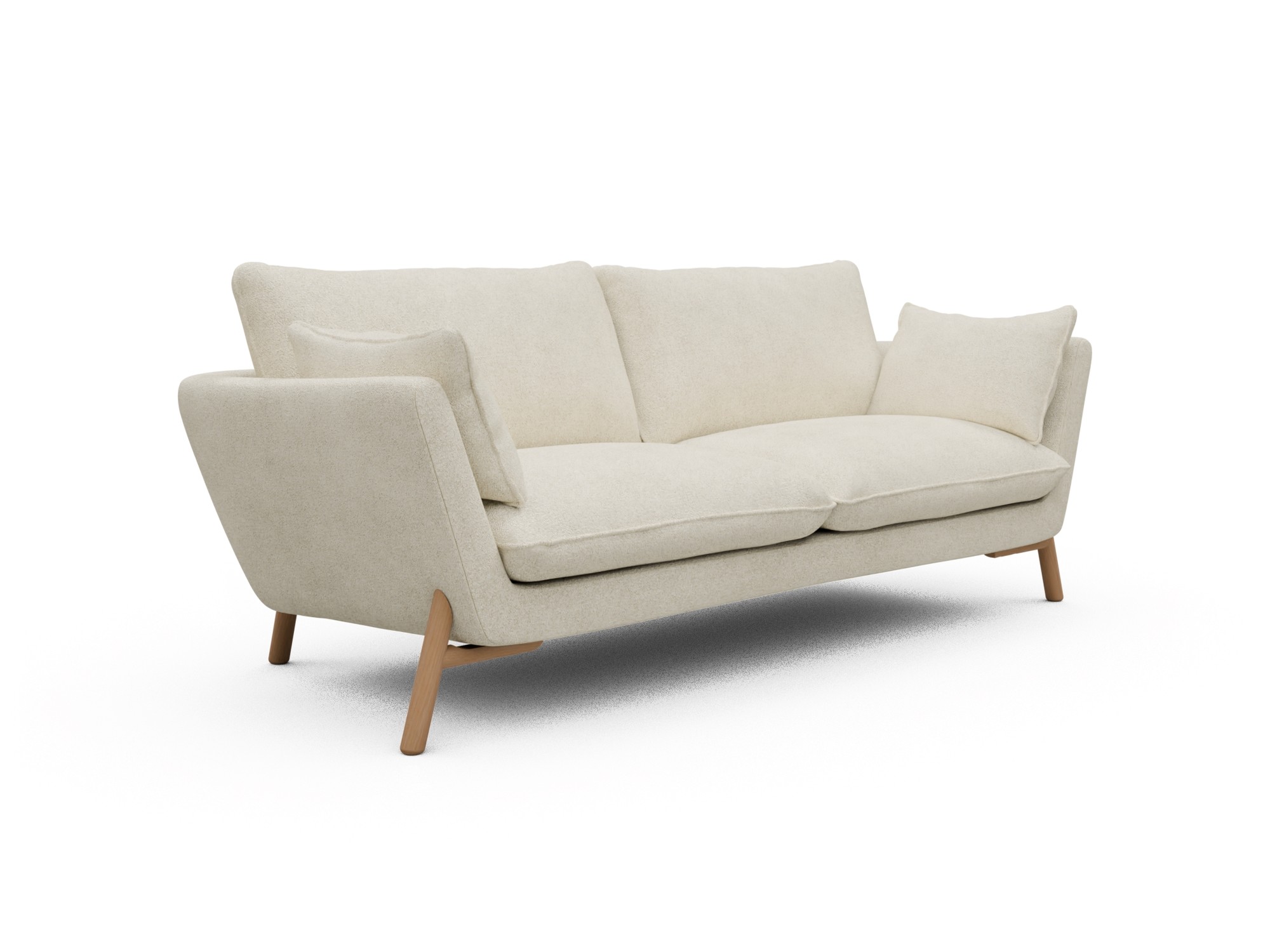 Skandi Home Sofa Emil 3-Sitzer Beinfarbe Eiche Natur Boucle-Off-White moebelfaktor