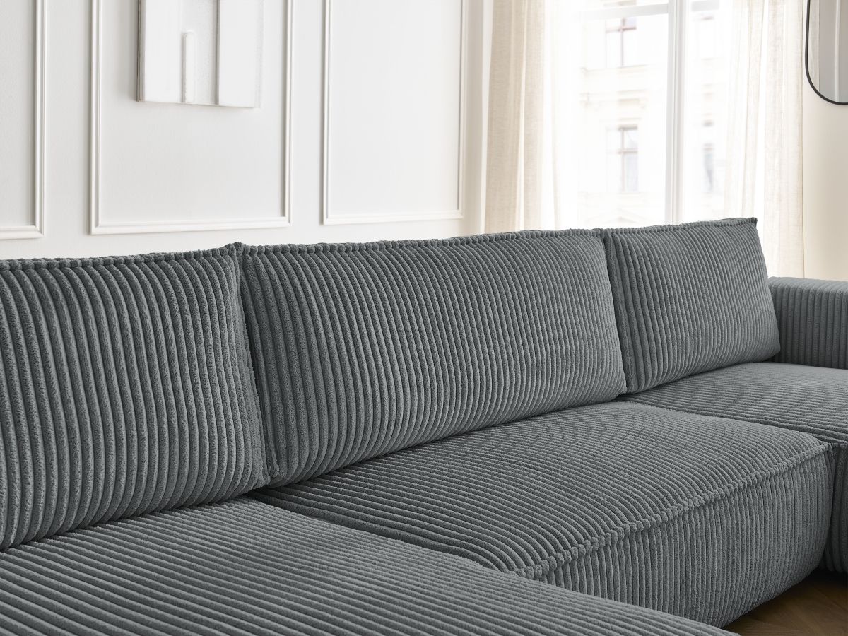 Bobochic Chelsea Wohnlandschaft Breitcord weich Dunkelgrau