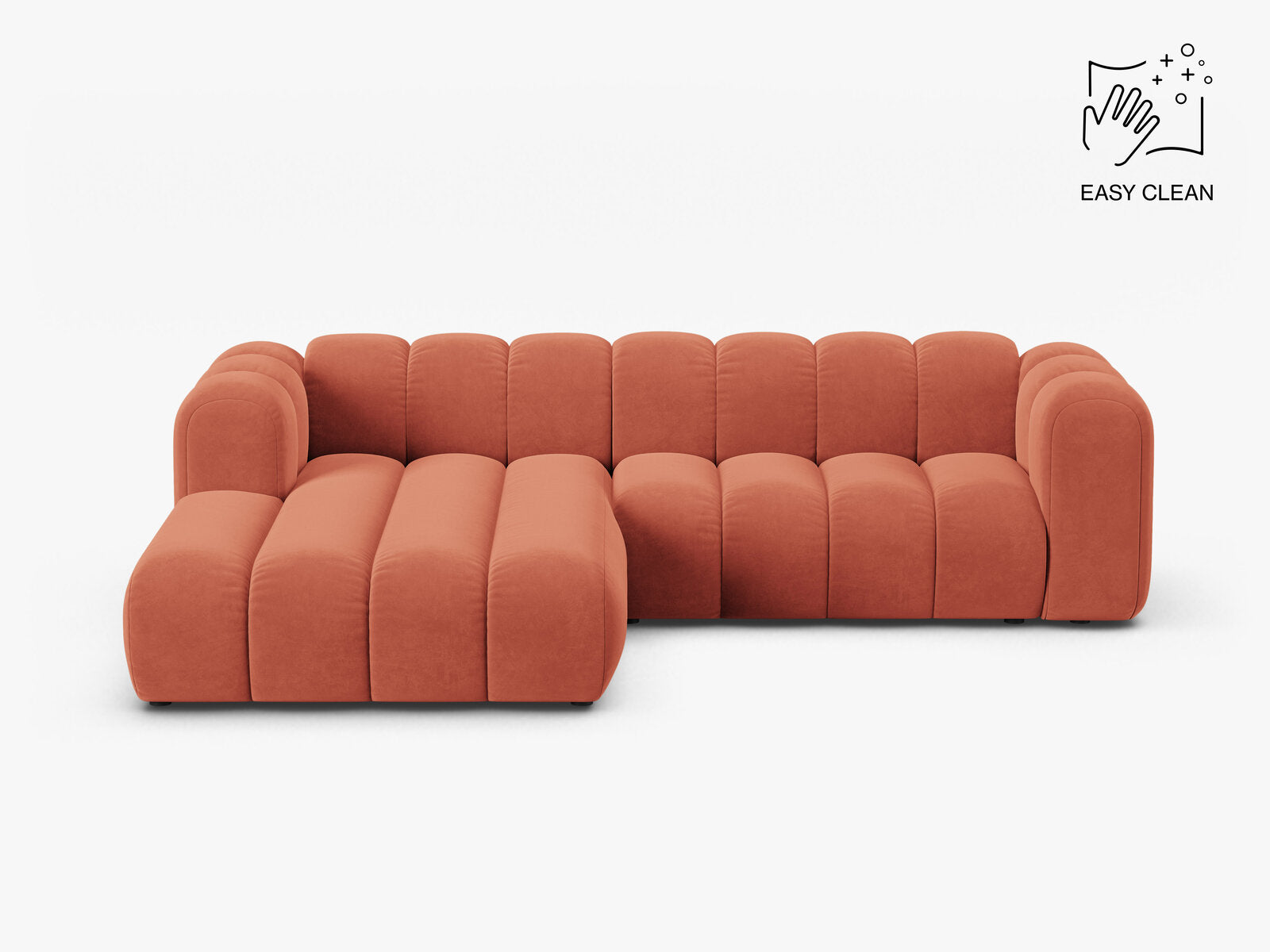 Micadoni Modulares Ecksofa Lupine 4-Sitzer mittelgroß Links Samt Venus Koralle