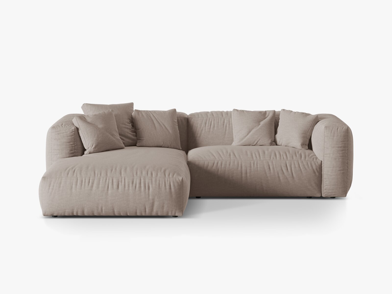 Micadoni Ecksofa Martina 2-Sitzer Links Strukturierter Stoff Boston Dunkelbeige