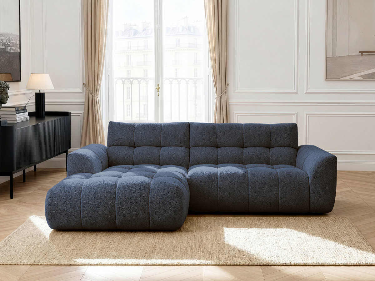 Bobochic Jaya Ecksofa Chenille Dunkelblau Ecke links