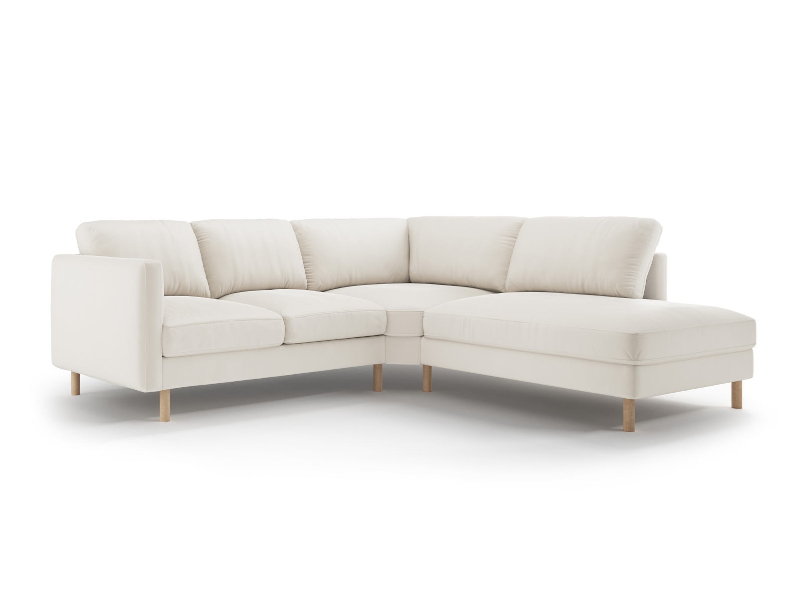 Micadoni Symmetrisches Ecksofa Eden 4-Sitzer Rechts Samt Beige