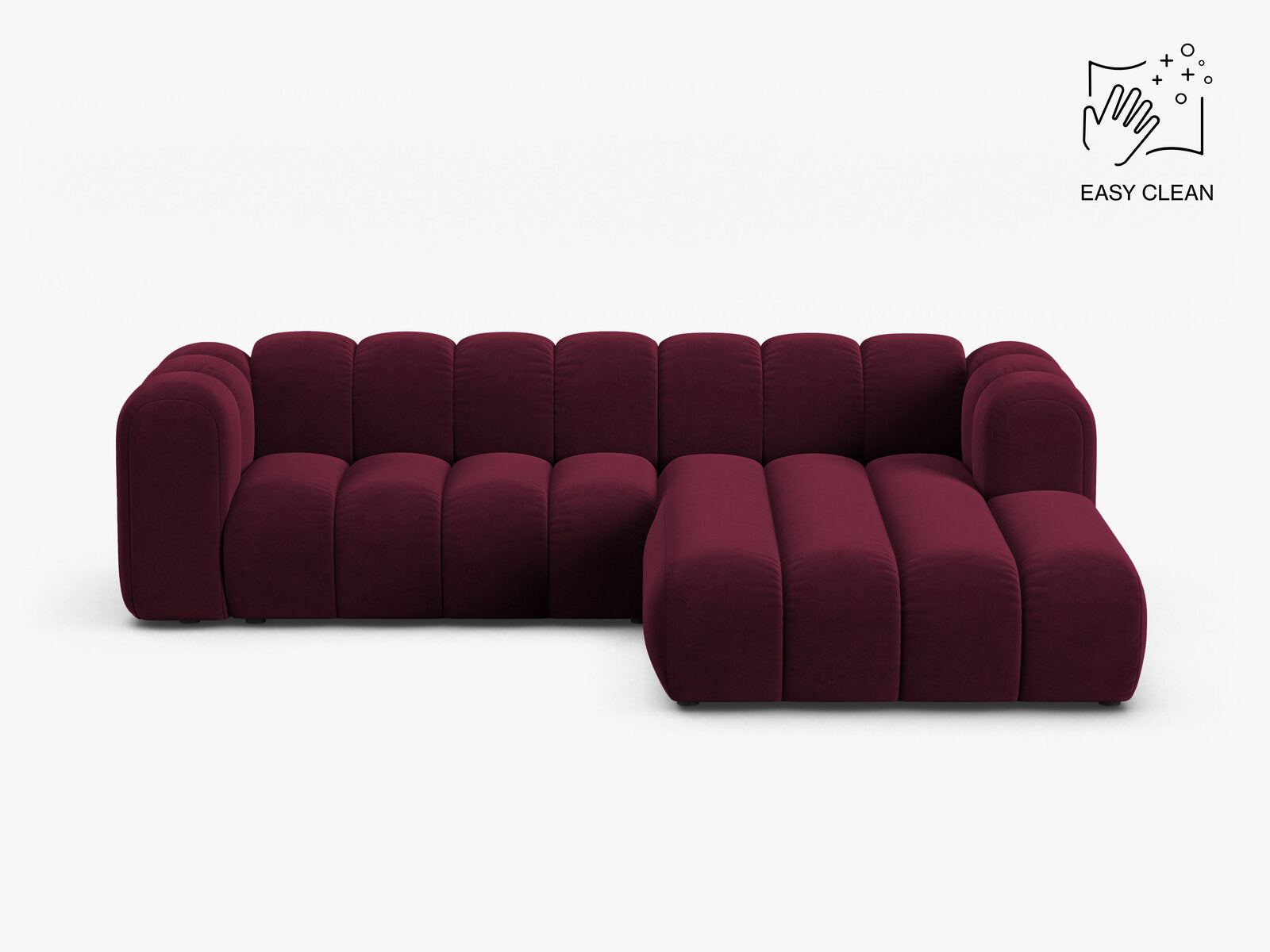 Micadoni Modulares Ecksofa Lupine 4-Sitzer mittelgroß Rechts Samt Venus Burgunder