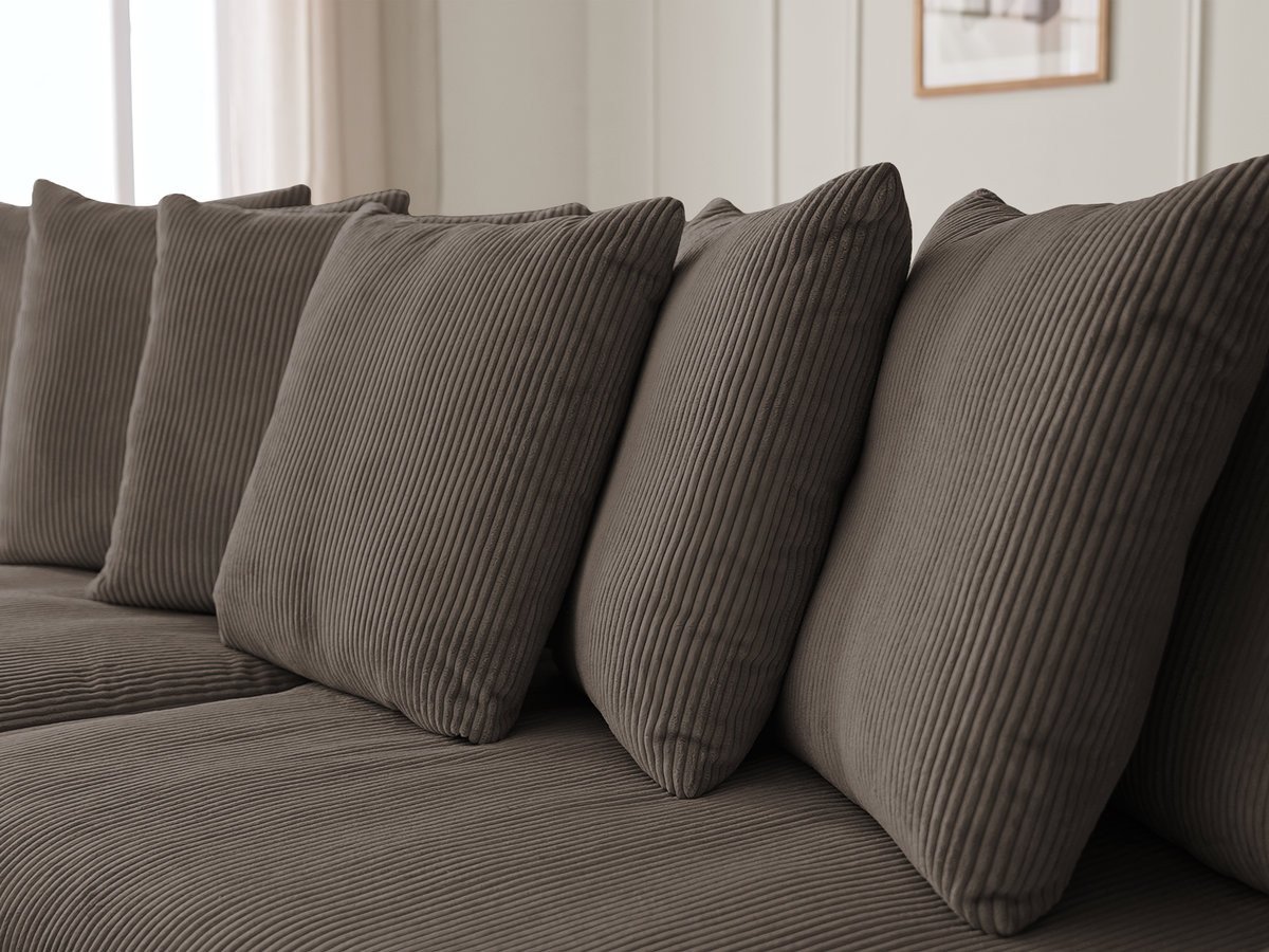 Bobochic Enore Ecksofa mit Pouf Cordsamt Taupe Ecke links