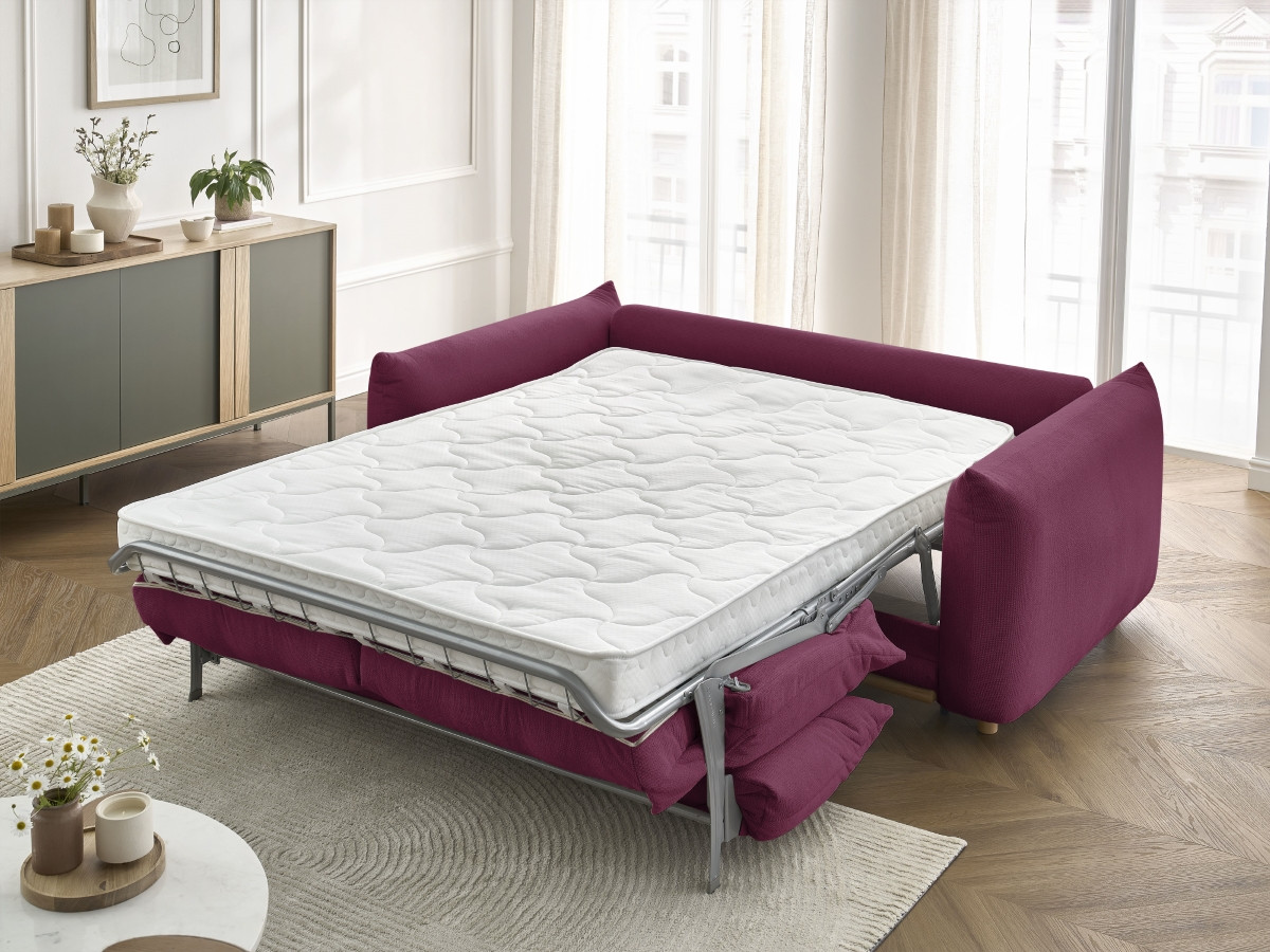 Bobochic Ernest Schlafsofa 3-Sitzer, Liegefläche 190 × 140 / 160 cm Stoff Rot, Liegefläche 160 × 190 cm