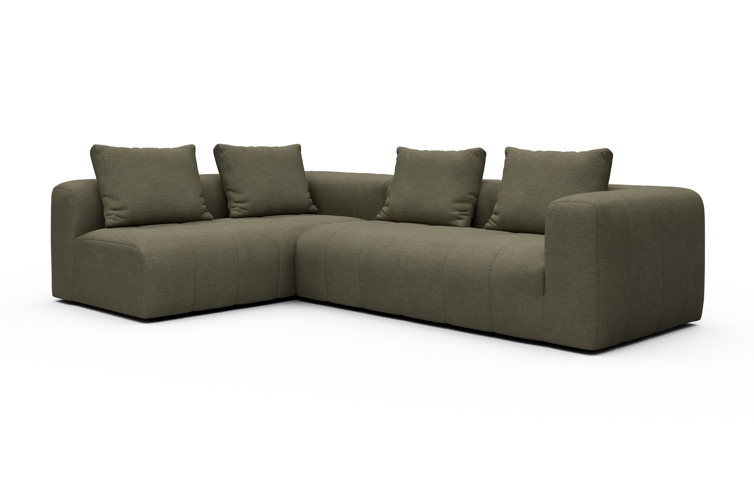 Ecksofa Hugo 2x 2,5-Sitzer Armlehne rechts Vivus-Dusty-Olive