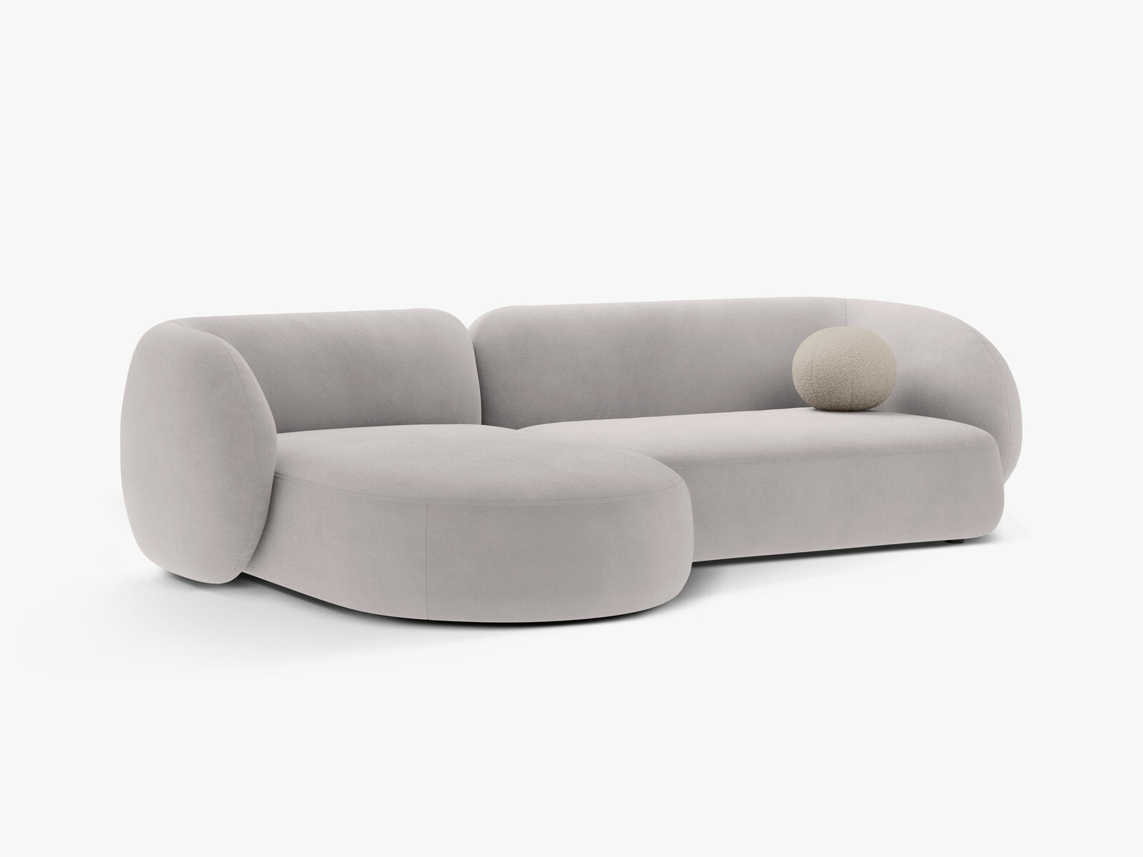 Micadoni Ecksofa Kate 3-Sitzer Links Samt Hellgrau