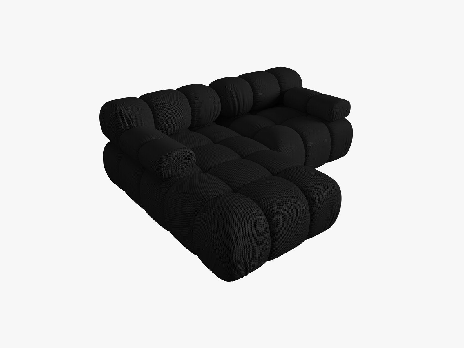 Micadoni Modulares Ecksofa Bellis 3-Sitzer Links 3D-Stoff Sonic Schwarz