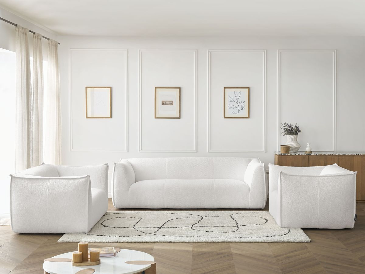 Bobochic Giorgia Sofa 5-Sitzer 534 × 100 cm Bouclé-Stoff Weiß