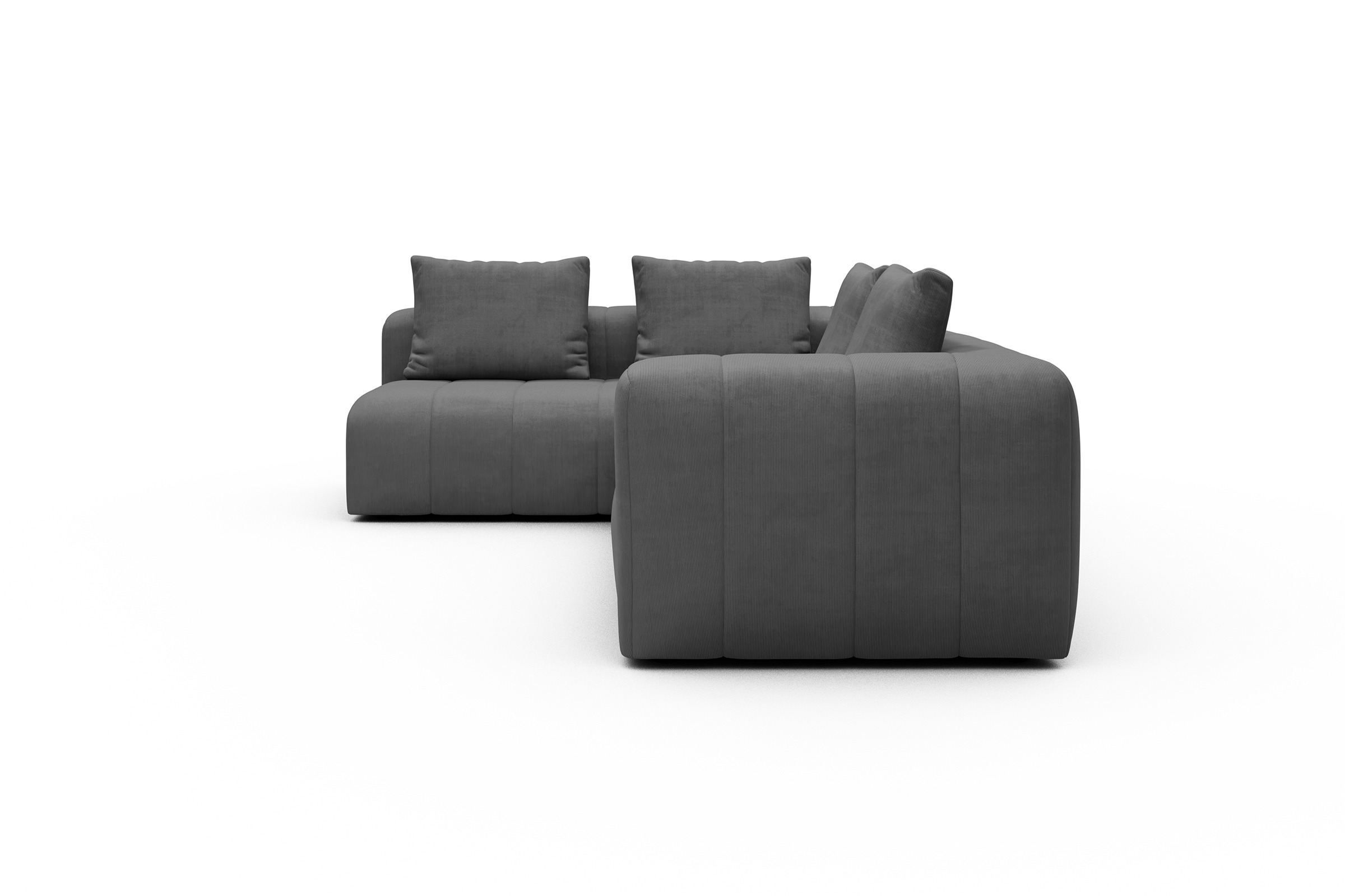 Ecksofa Hugo 2x 2,5-Sitzer Armlehne rechts Cordufine-Grey