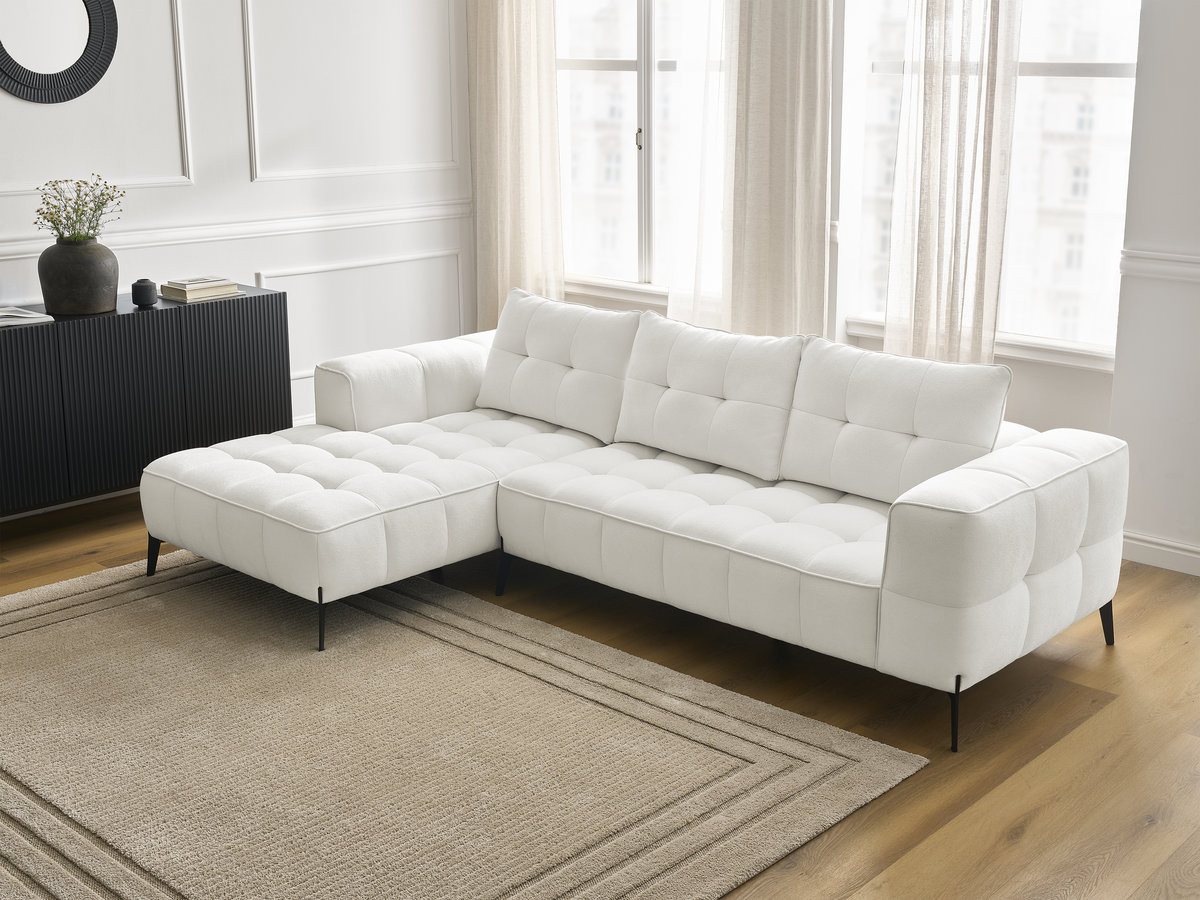 Bobochic Anis Ecksofa Strukturstoff Weiß Ecke links