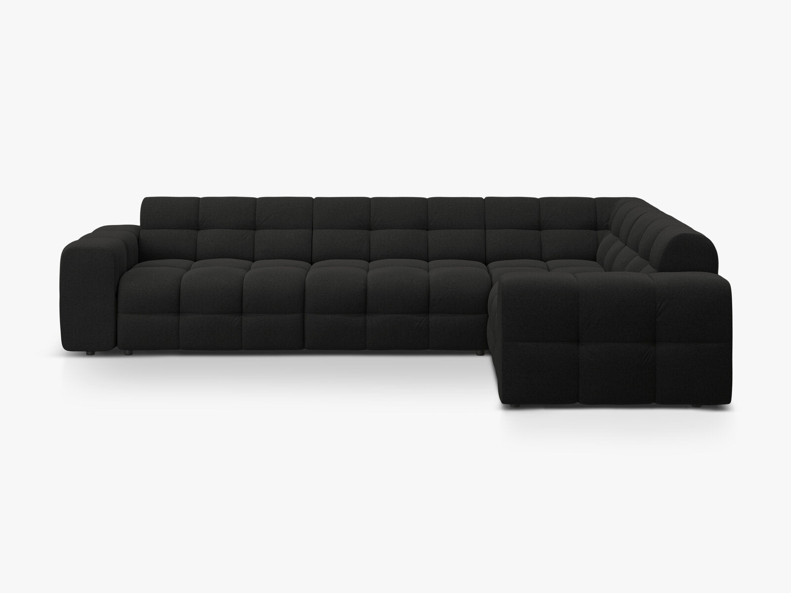 Micadoni Ecksofa Kendal 6-Sitzer Rechts Strukturierter Stoff Schwarz