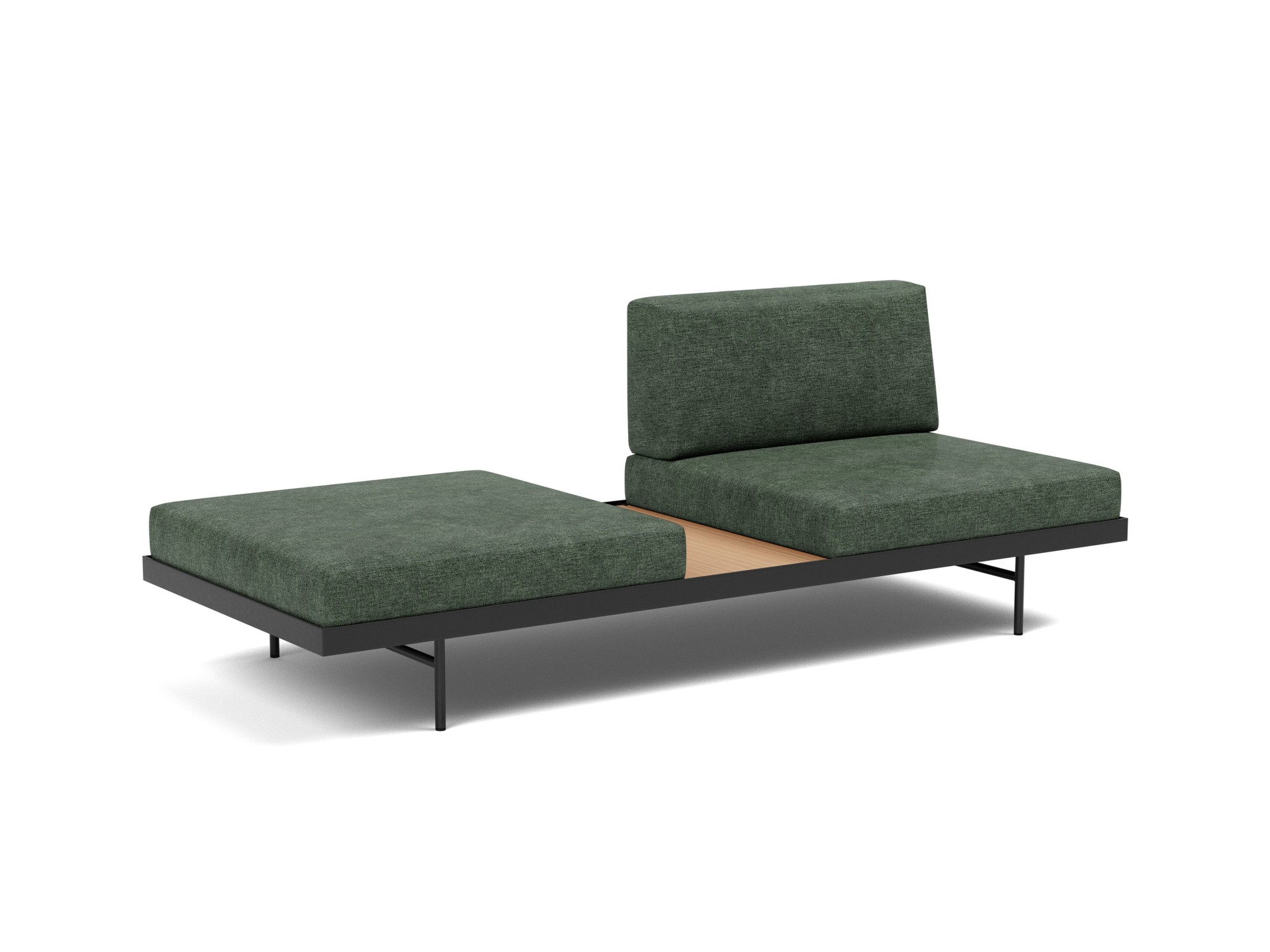 Tagesbett Puri Flachgewebe Avella 281-Pine-Green Beine mit Eichentisch