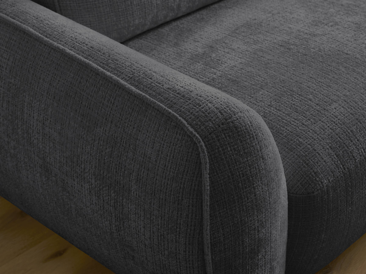 Bobochic Denise Schlafsofa 3-Sitzer mit Bettkasten und Pouf Strukturstoff Schwarz