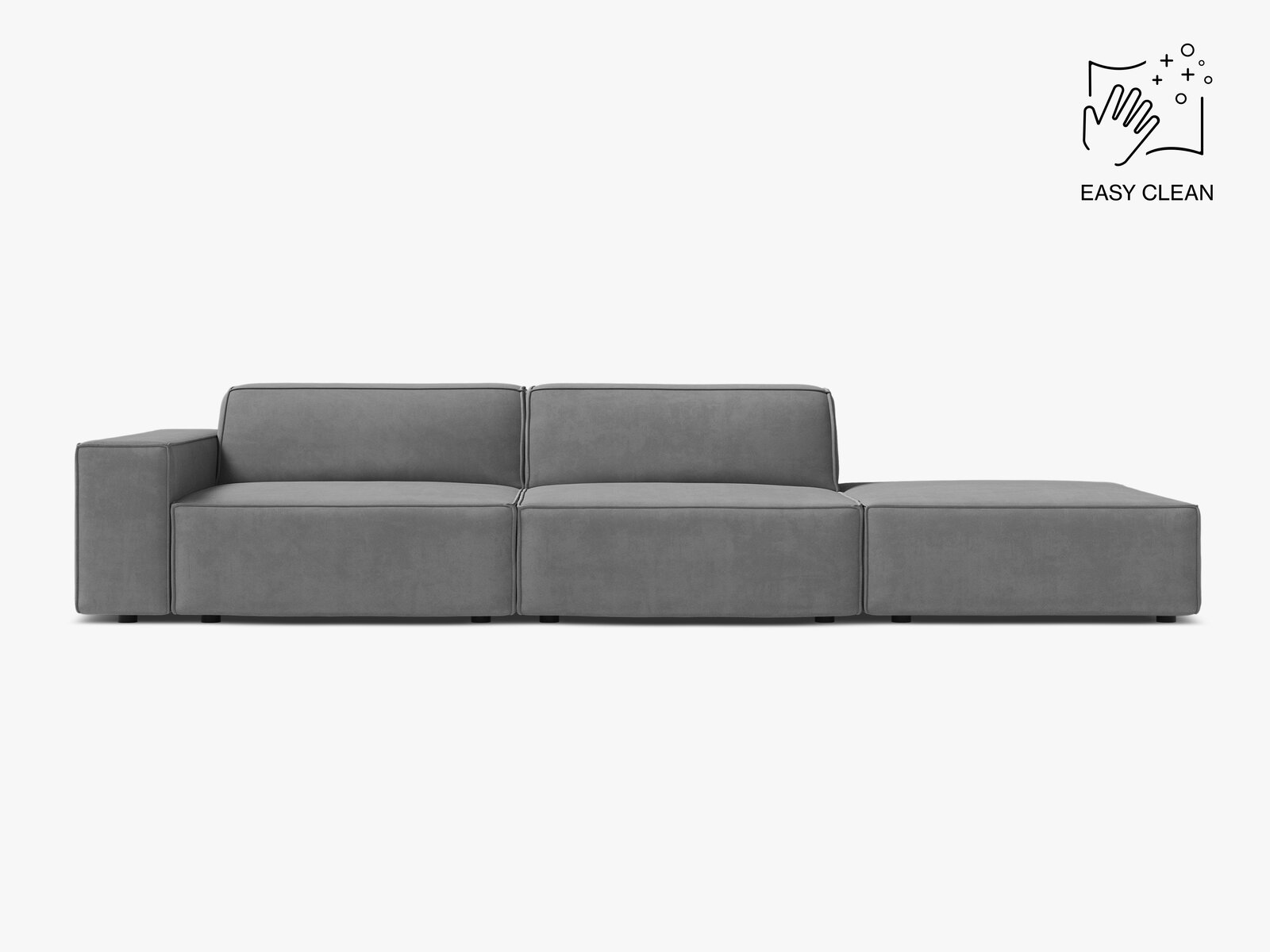 Micadoni Sofa Jodie 3-Sitzer Rechts Samt Venus Hellgrau